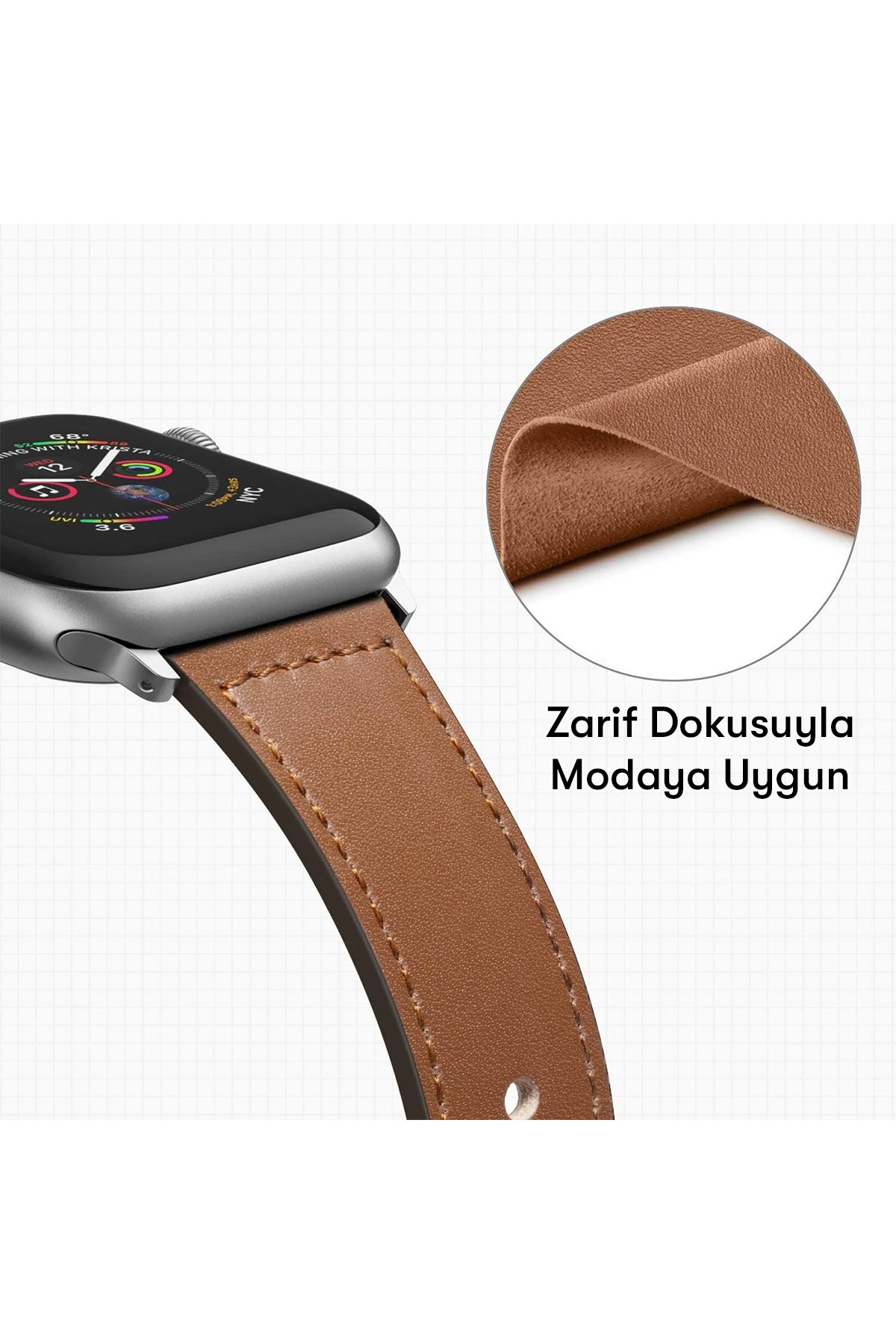 Newface Apple Watch 38mm Hasırlı Cırtcırtlı Kasalı Kordon - Siyah-Mavi