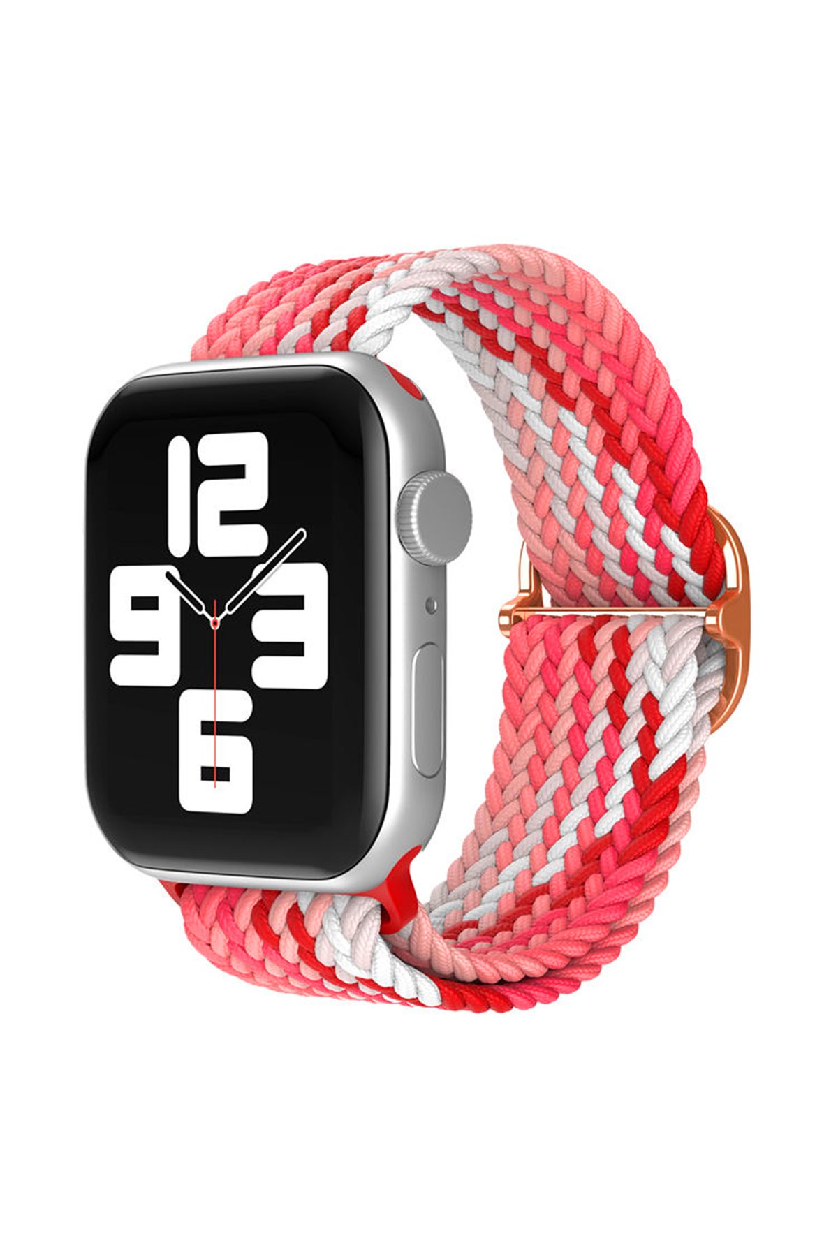 Newface Apple Watch 38mm Hasırlı Cırtcırtlı Kasalı Kordon - Pudra