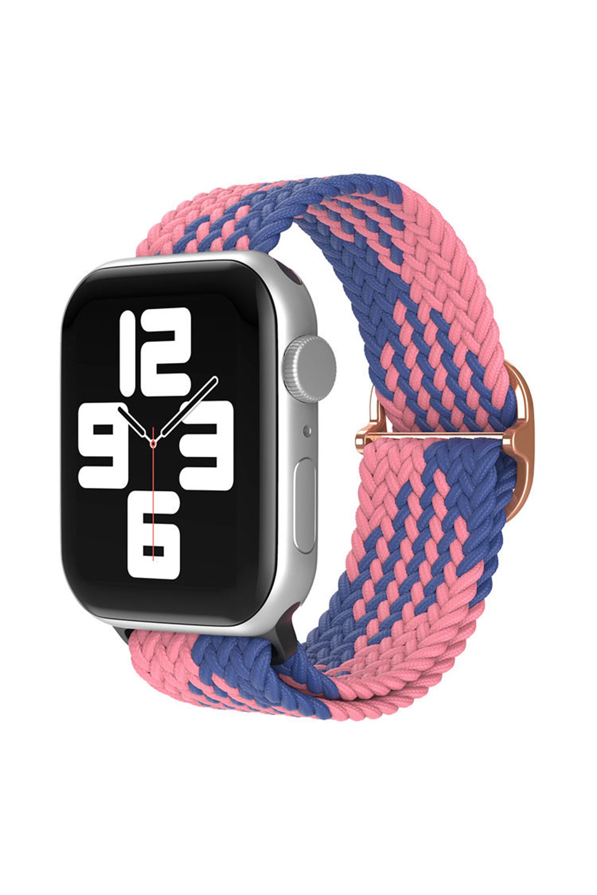 Newface Apple Watch 38mm Spor Delikli Kordon - Siyah-Koyu Pembe