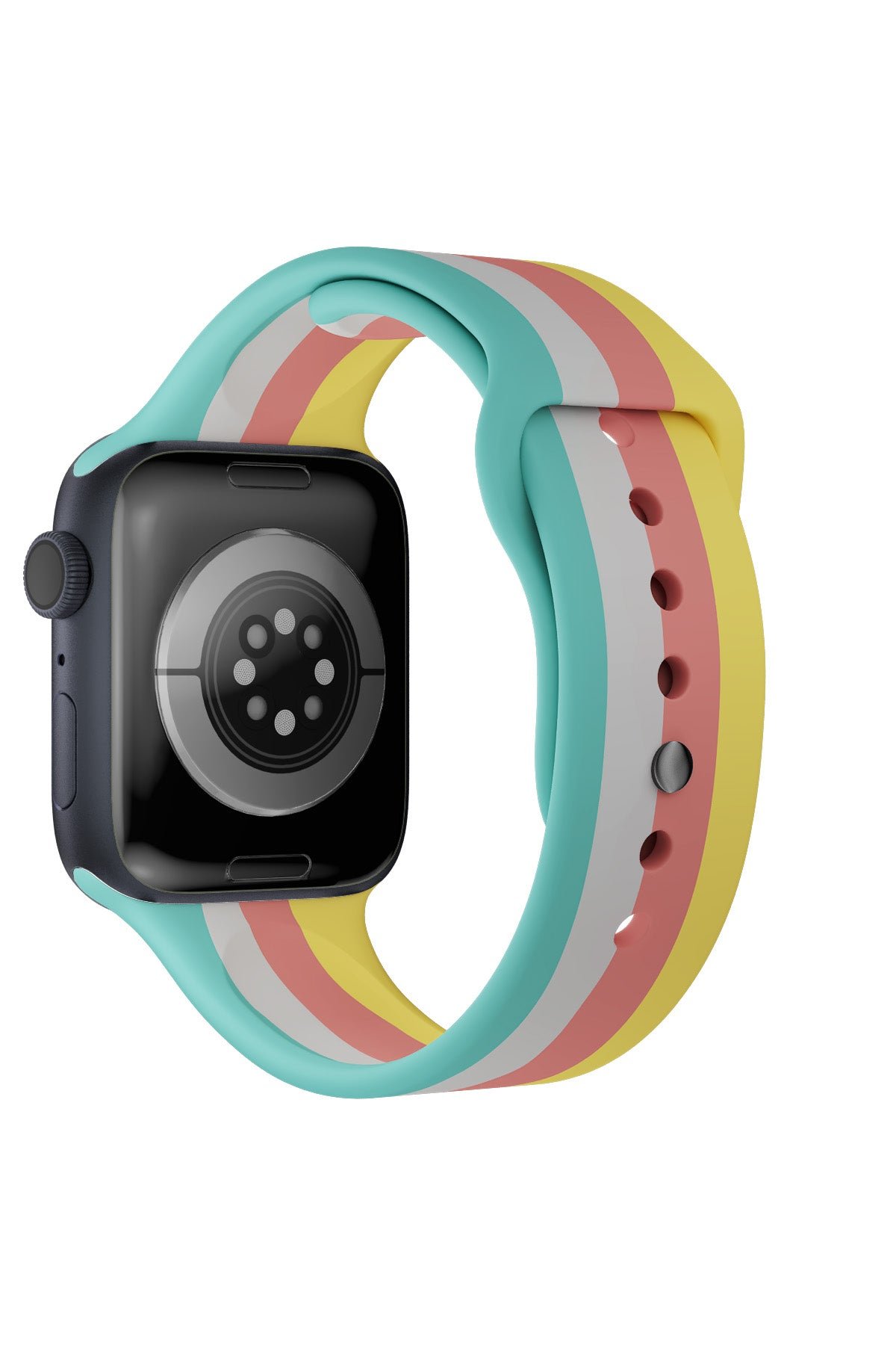 Newface Apple Watch 41mm KR408 Çizgili Silikon Kordon - Yeşil