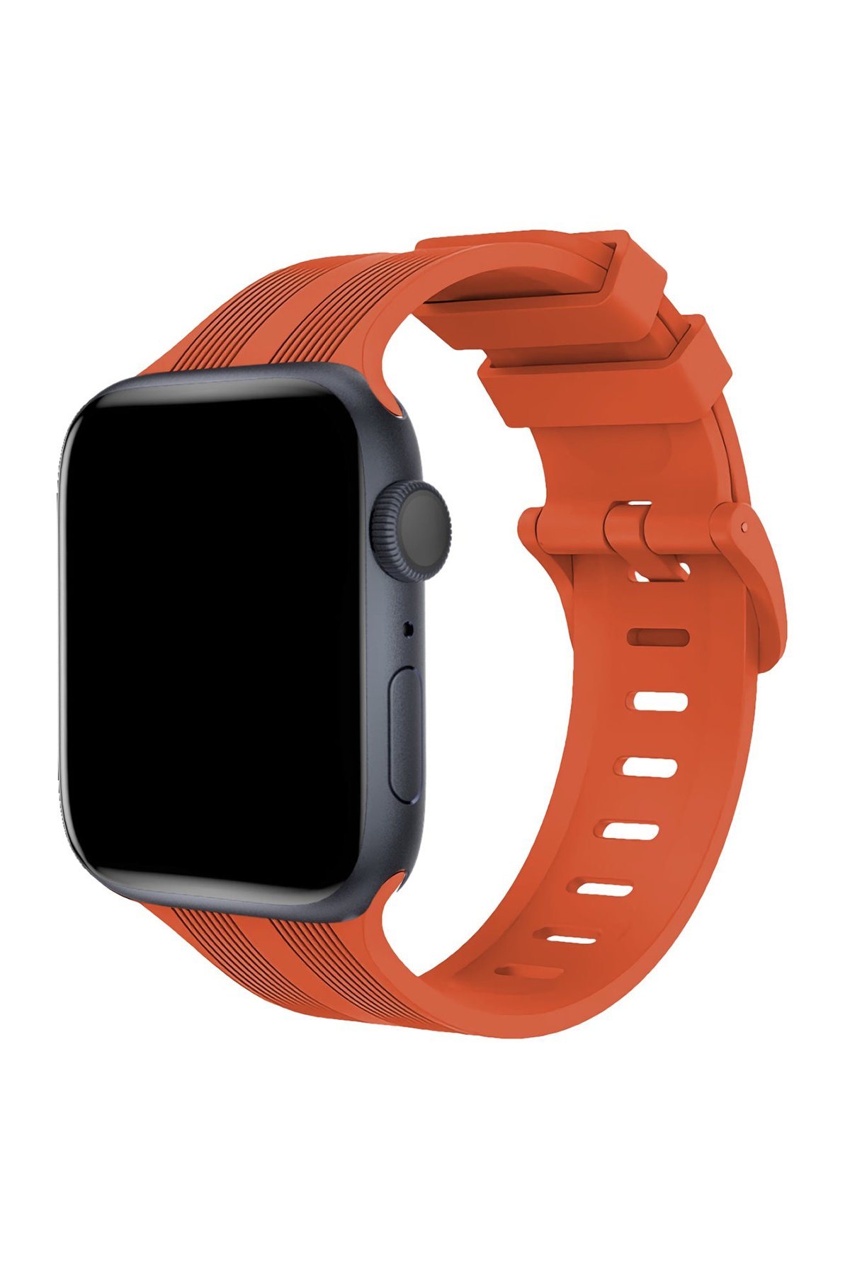 Newface Apple Watch 41mm KR408 Çizgili Silikon Kordon - Koyu Yeşil