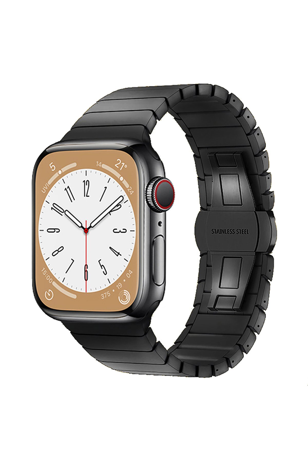 Newface Apple Watch 41mm Ayarlı Delikli Silikon Kordon - Siyah-Siyah