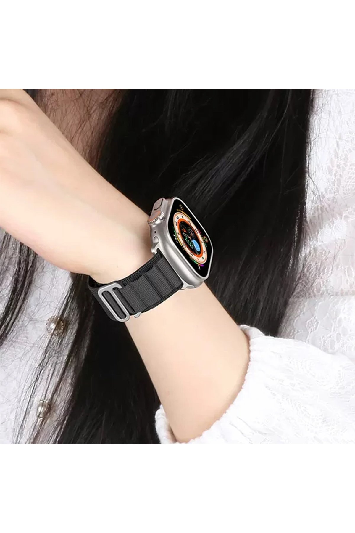 Newface Apple Watch 41mm Spor Delikli Kordon - Turkuaz-Beyaz