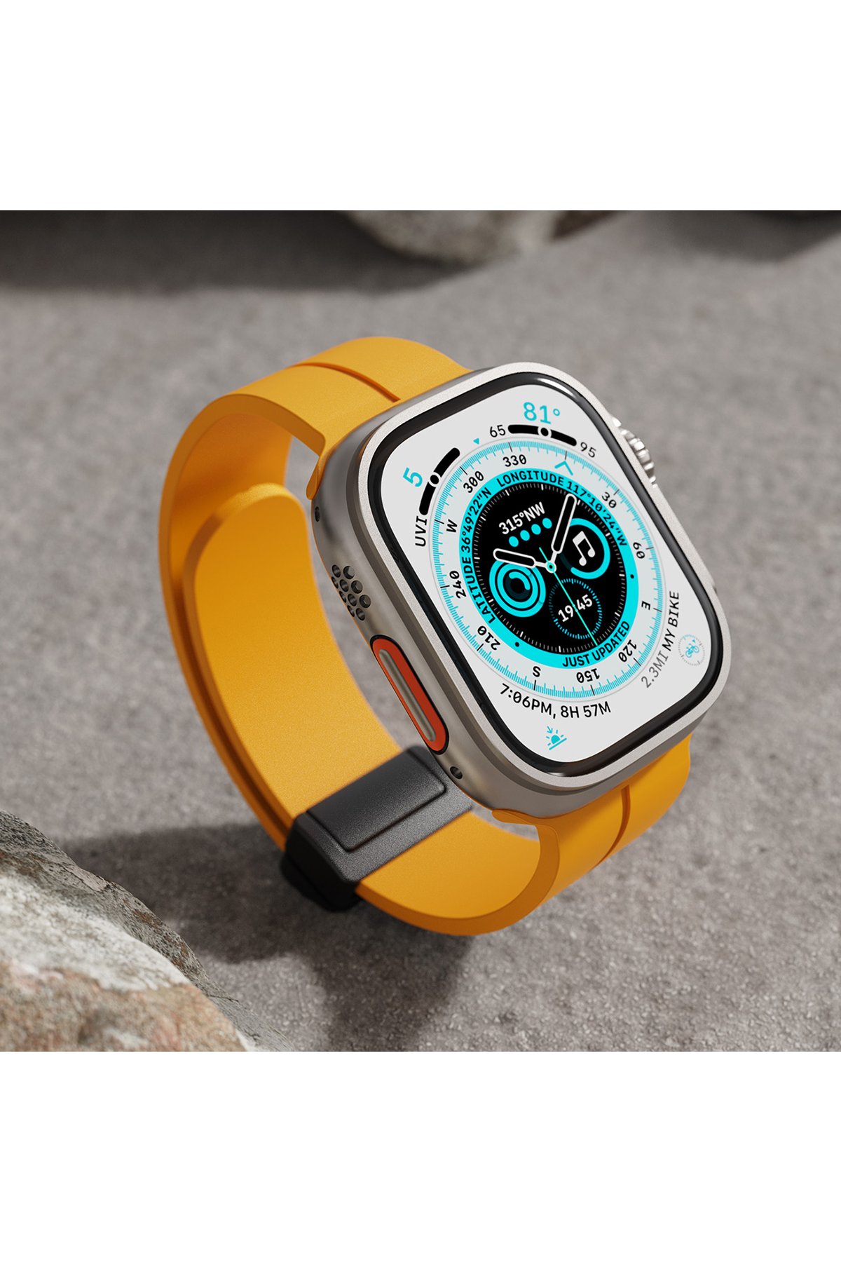 Newface Apple Watch 42mm Ayarlı Delikli Silikon Kordon - Gri-Siyah