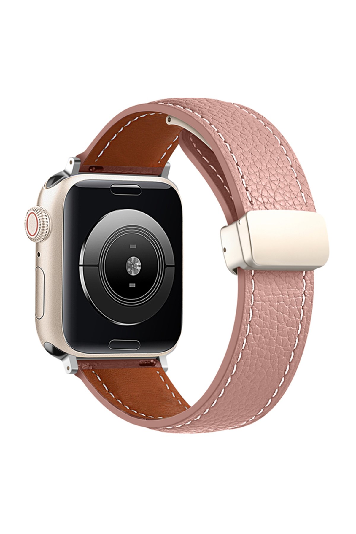 Newface Apple Watch 42mm Hasırlı Cırtcırtlı Kasalı Kordon - Gri-Turkuaz