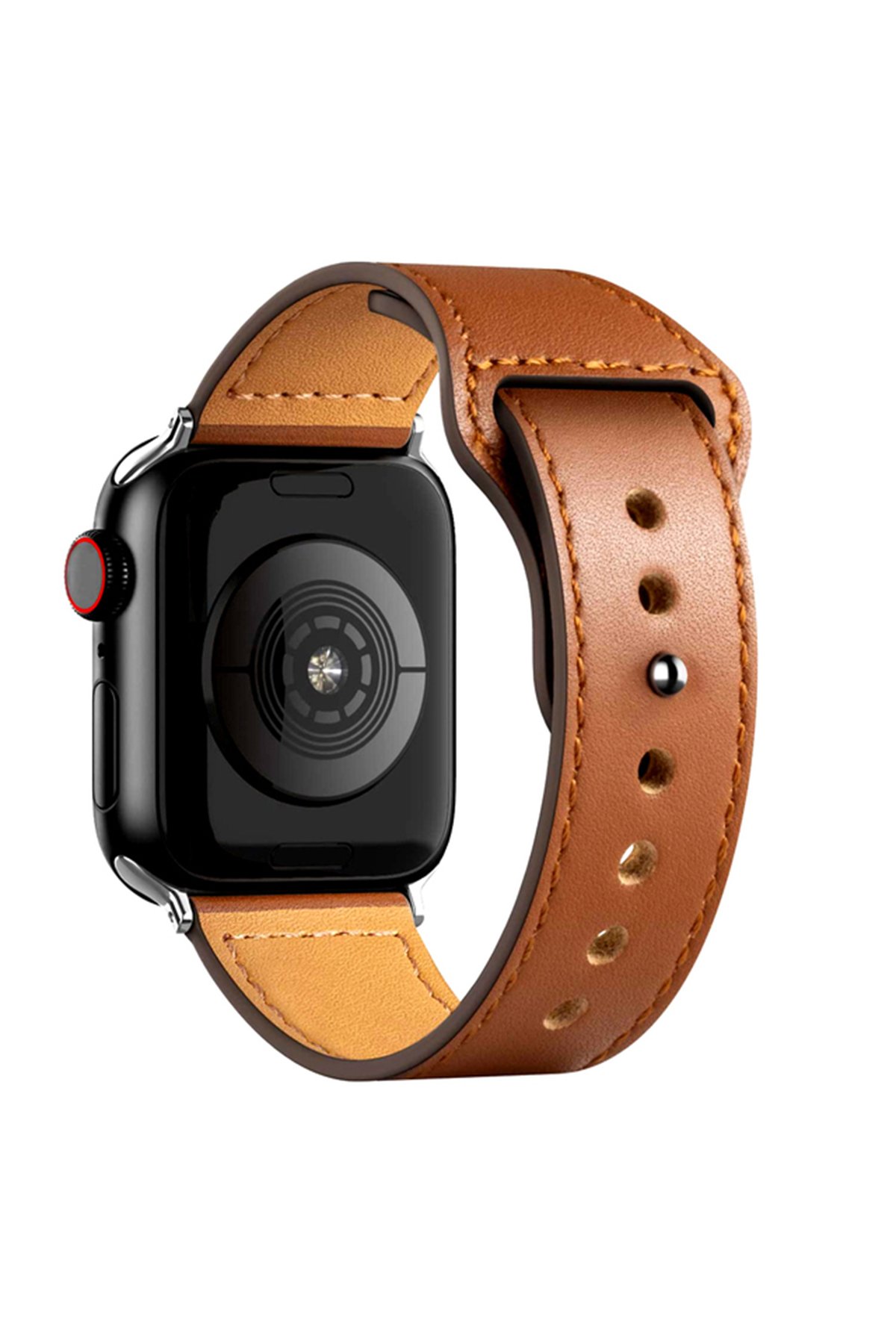 Newface Apple Watch 42mm Ayarlı Delikli Silikon Kordon - Beyaz-Siyah