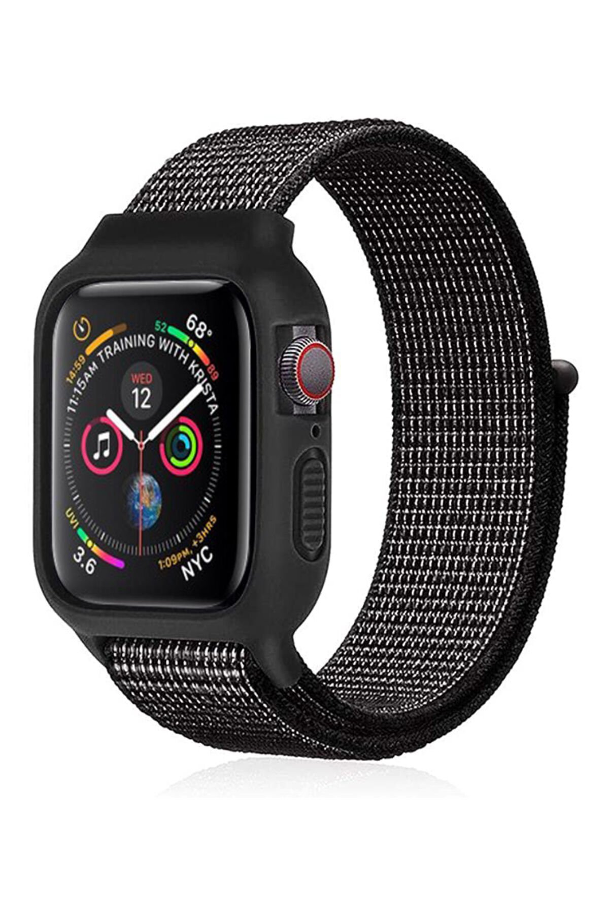 Newface Apple Watch 41mm Star Kordon - Siyah-Bordo