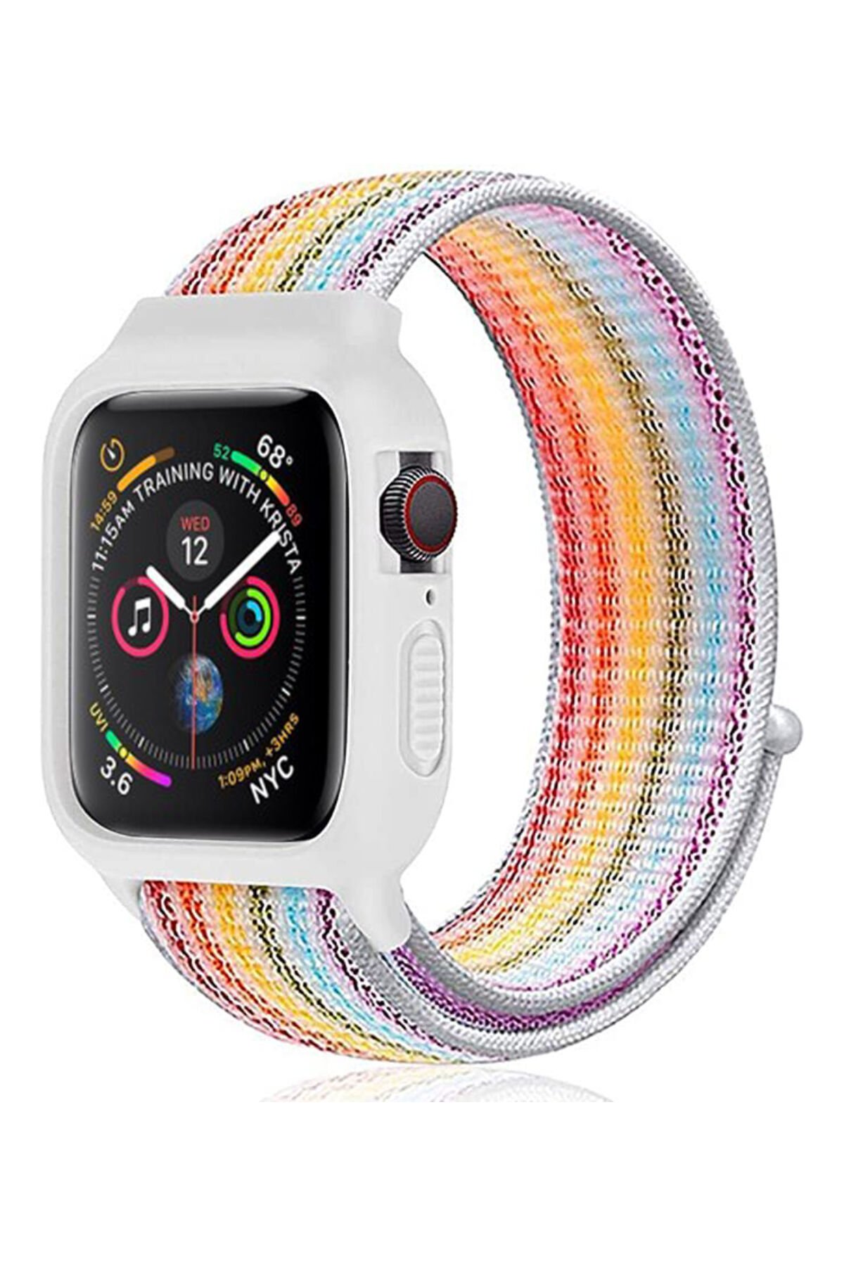 Newface Apple Watch 40mm Spor Delikli Kordon - Siyah-Mavi