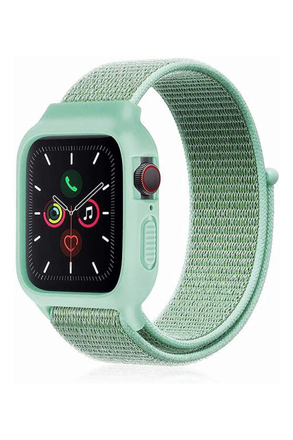 Newface Apple Watch 42mm Ayarlı Delikli Silikon Kordon - Kırmızı-Siyah