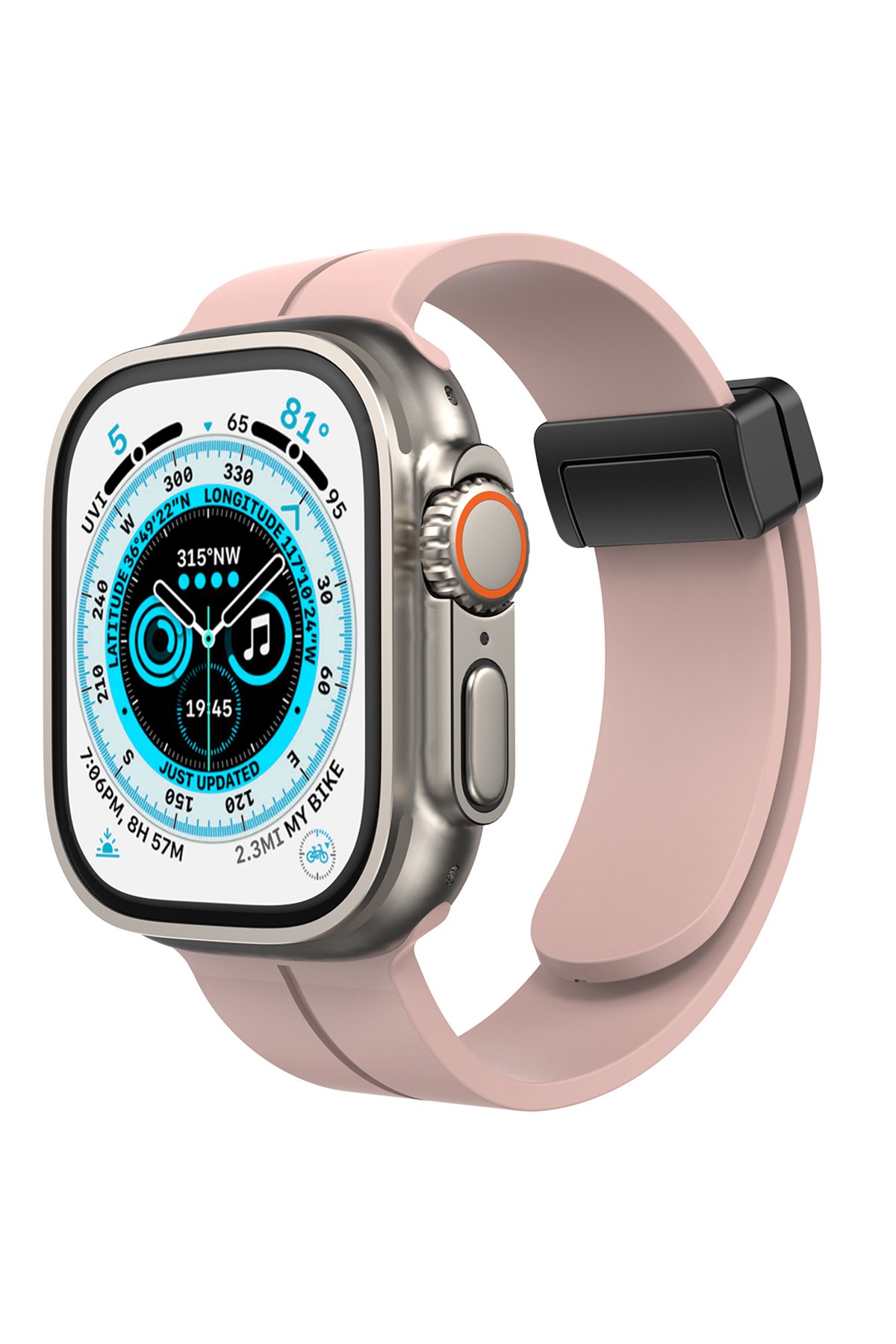 Newface Apple Watch 44mm Hasırlı Cırtcırtlı Kordon - Beyaz