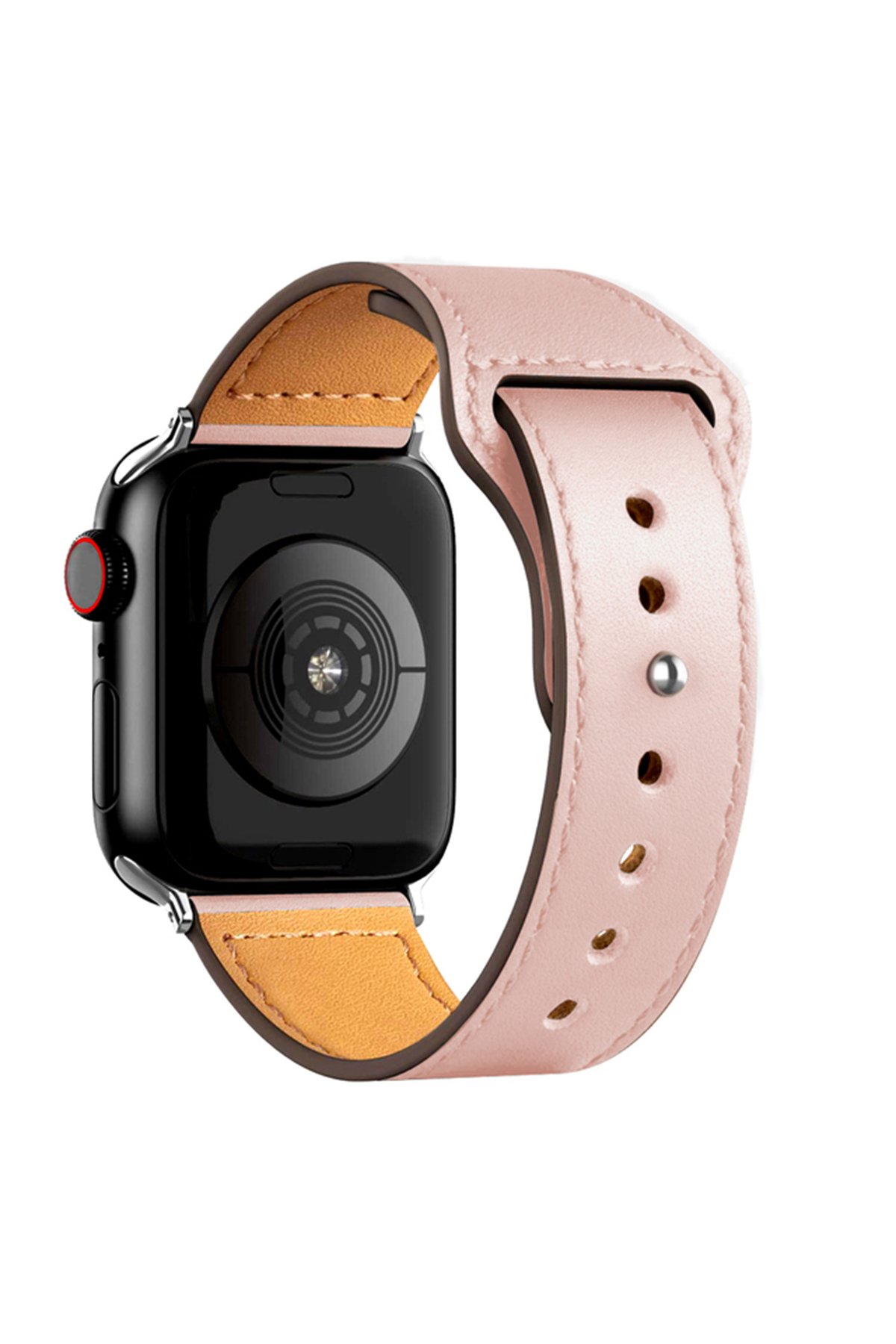 Newface Apple Watch 45mm Hasırlı Cırtcırtlı Kordon - Siyah-Mavi