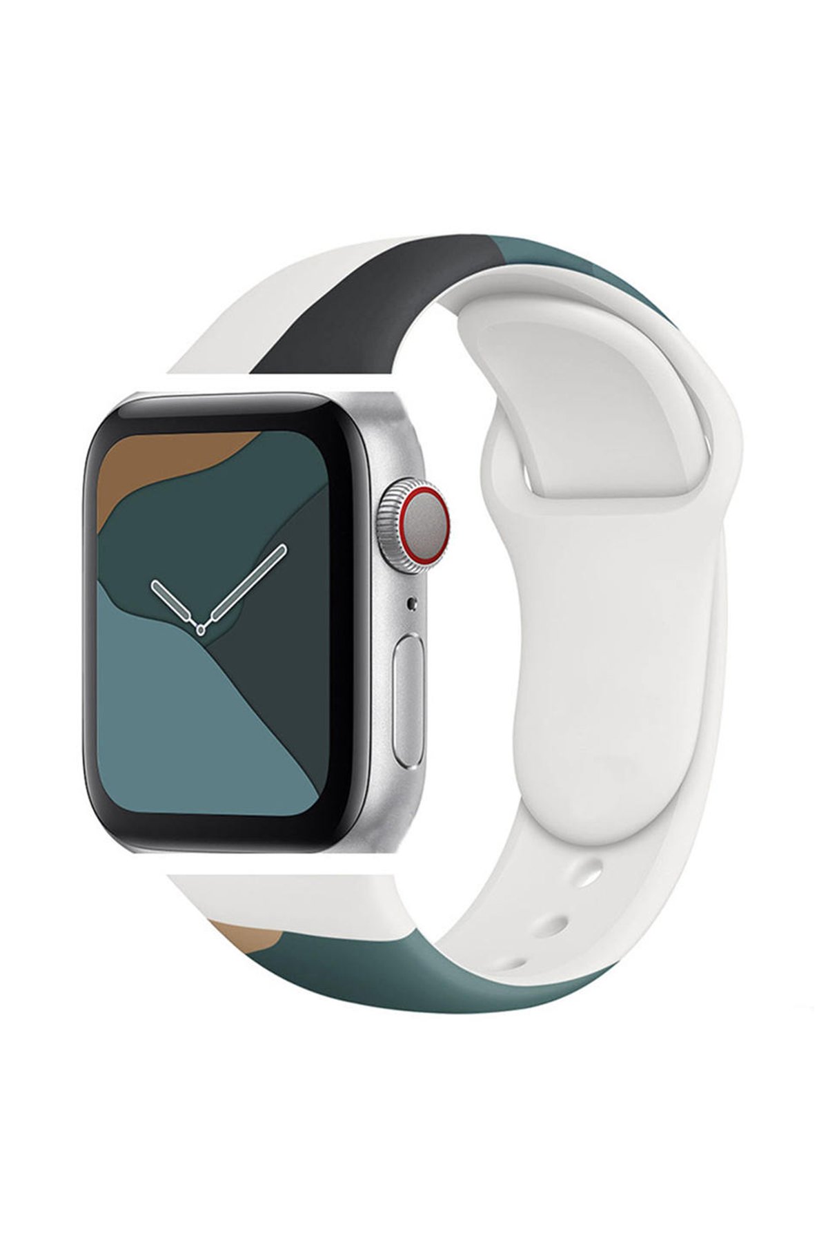 Newface Apple Watch 38mm Hasırlı Cırtcırtlı Kordon - Yeşil-Lacivert