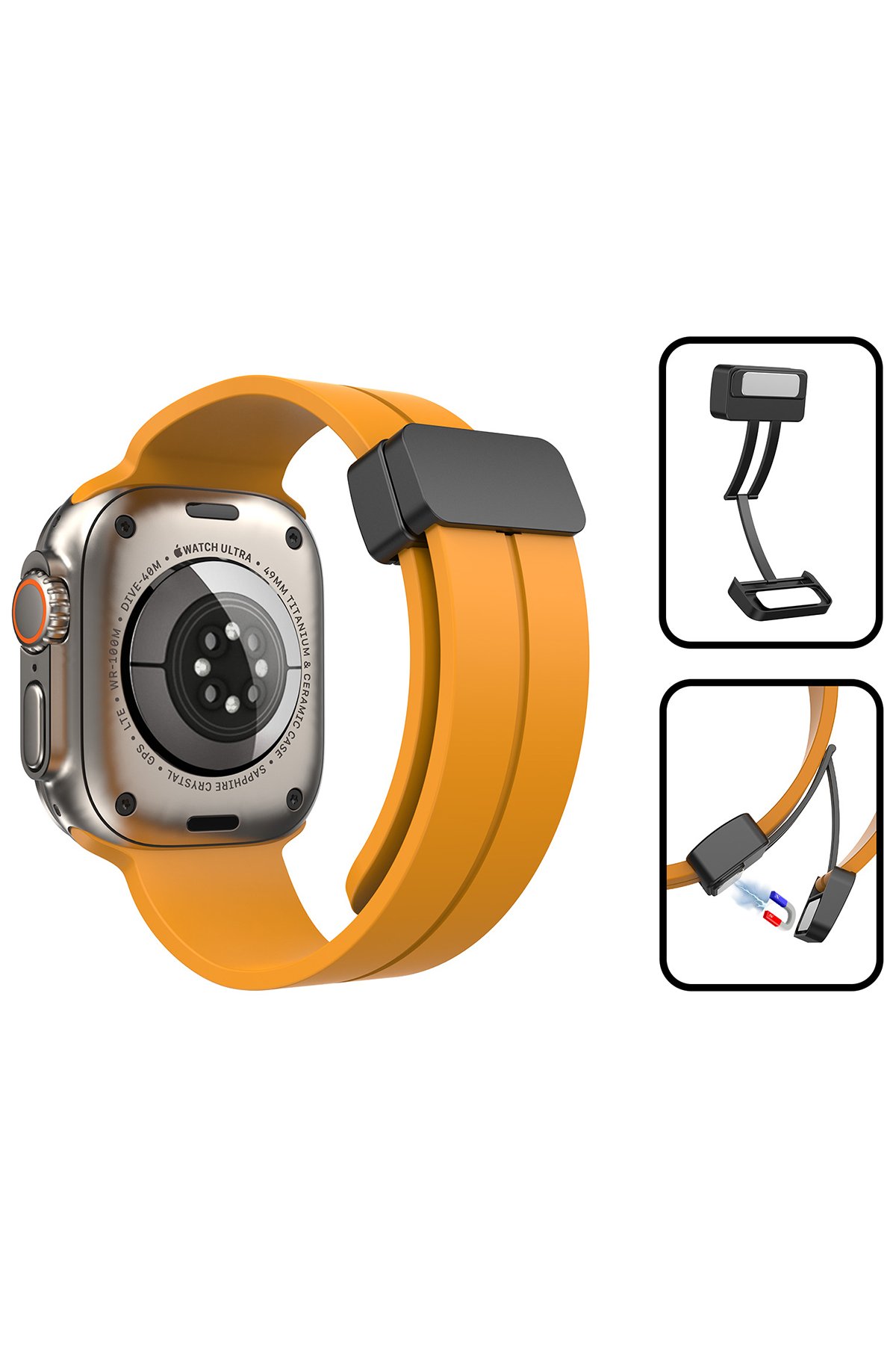 Newface Apple Watch Ultra 49mm Hasırlı Cırtcırtlı Kordon - Pembe