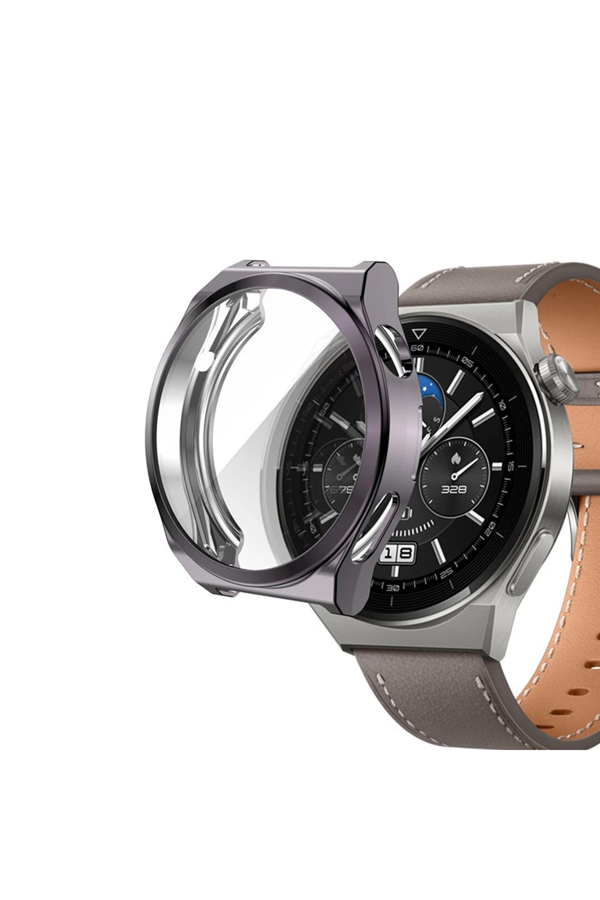 Newface Huawei Watch GT3 Pro 43mm Dota Camlı Kasa Ekran Koruyucu - Gri