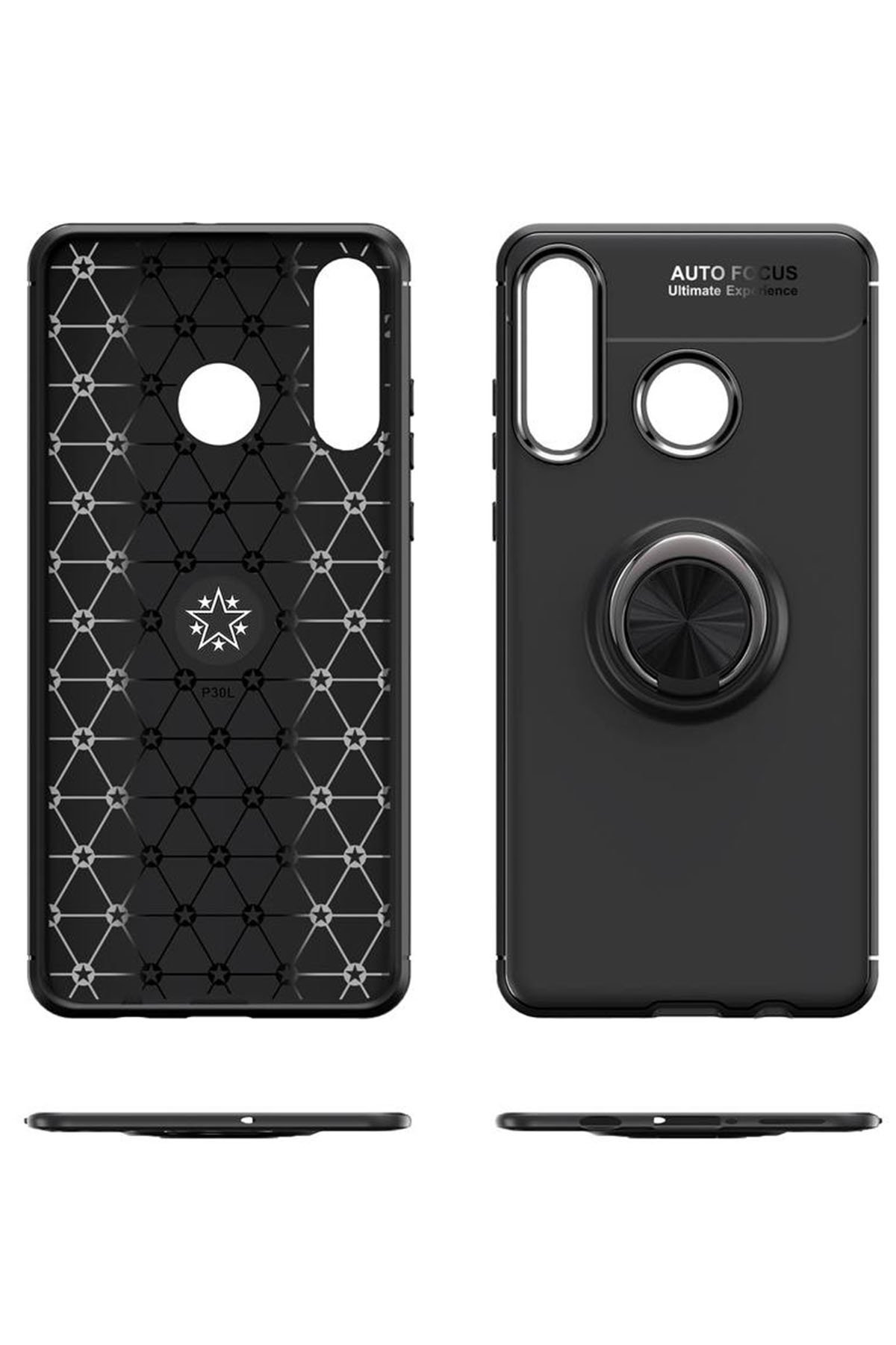 Newface Huawei Y6P Kılıf Range Yüzüklü Silikon - Siyah-Kırmızı