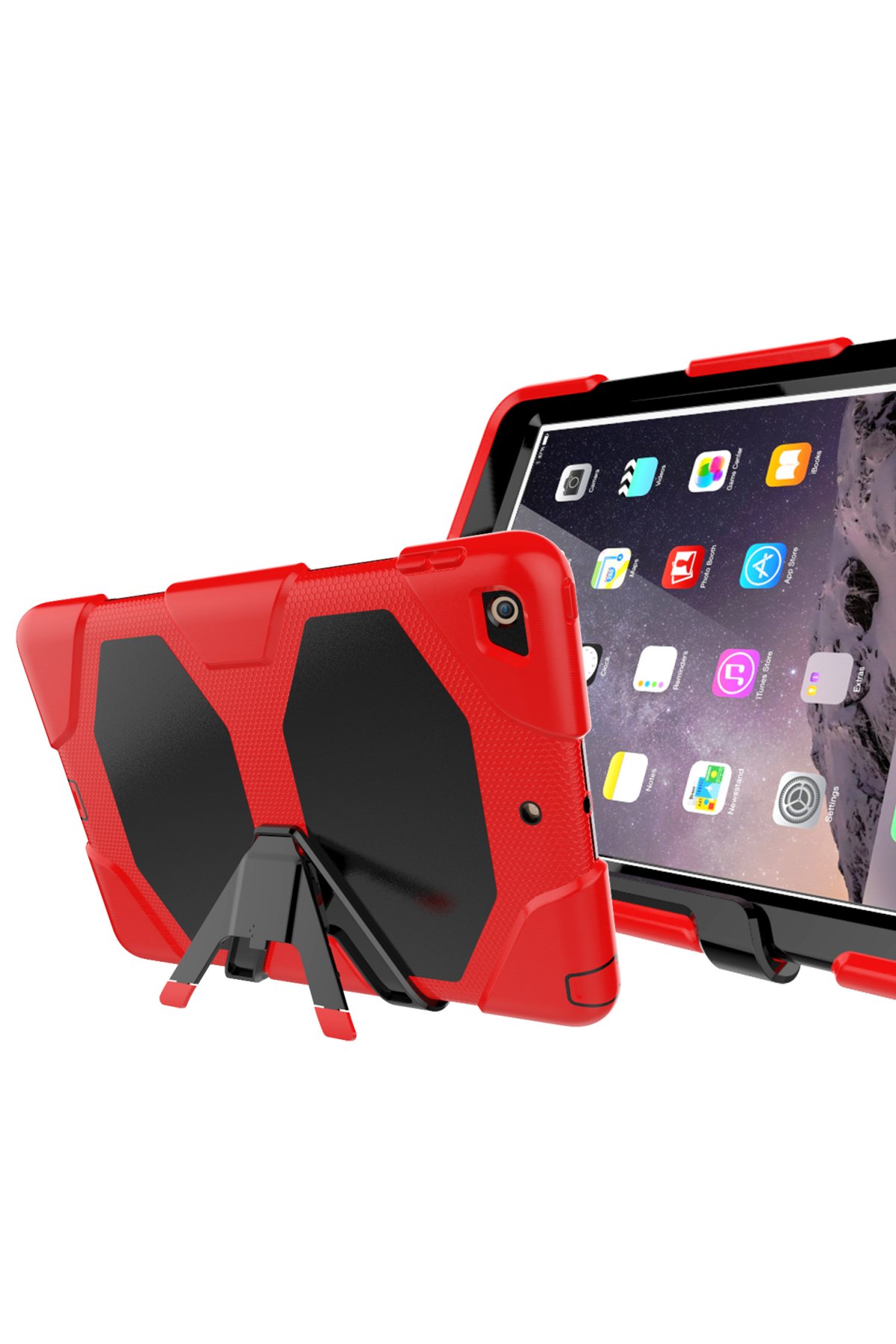 Newface iPad 9.7 (2017) Kılıf Karakter Tablet Silikon - Kırmızı