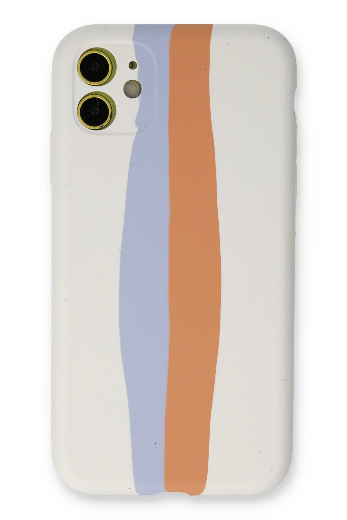 Newface iPhone 12 Kılıf Ebruli Lansman Silikon - Sarı-Lila