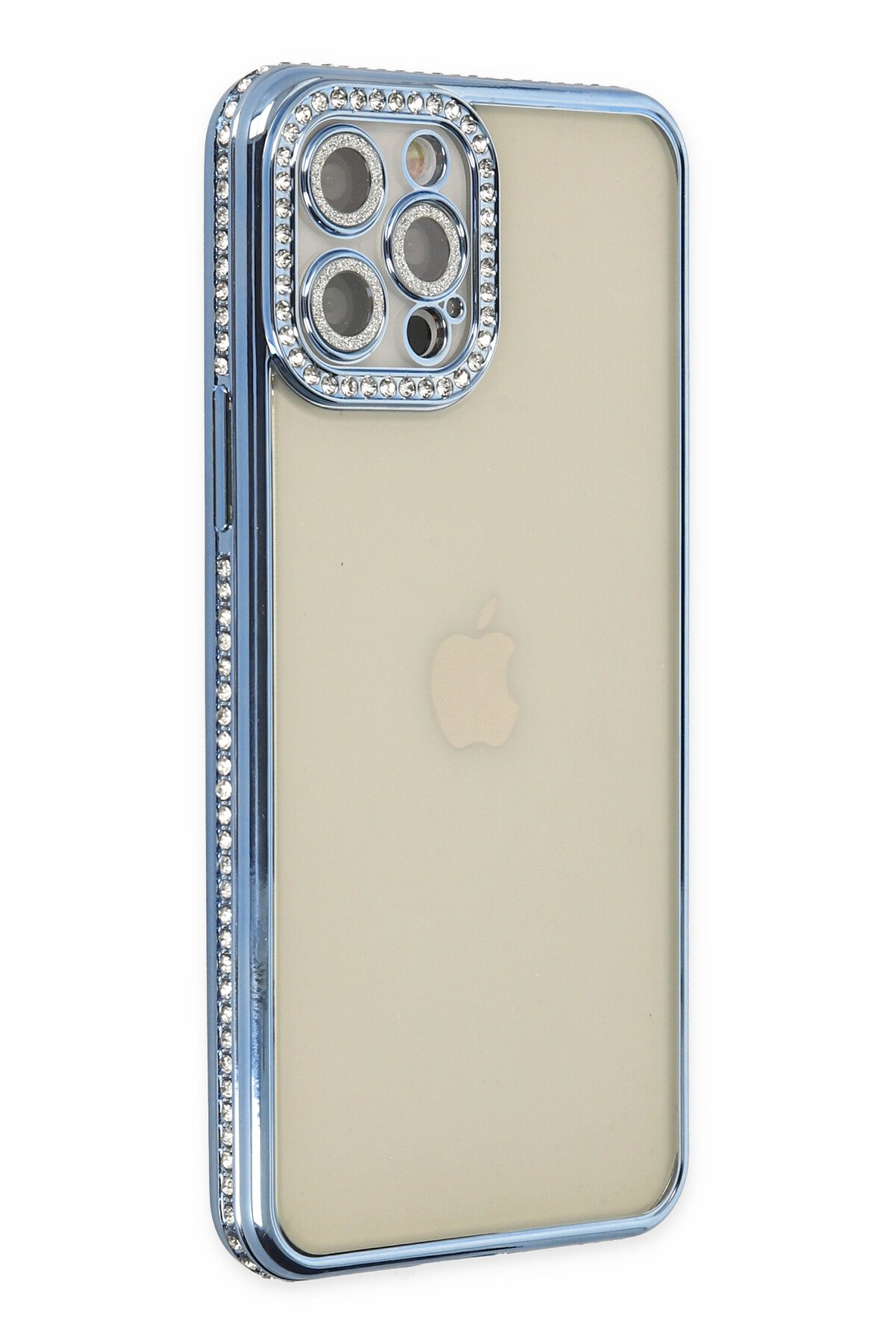 Newface iPhone 12 Pro Kılıf Platin Simli Silikon - Lacivert