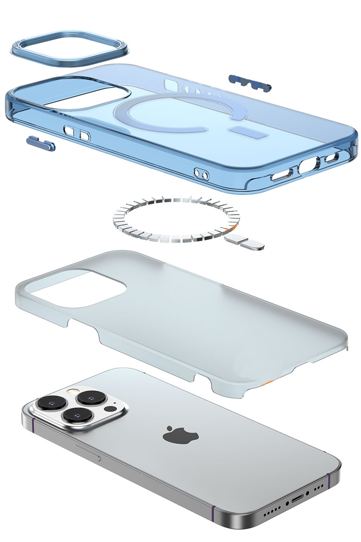 Newface iPhone 13 Kılıf Karbon PP Silikon - Mavi