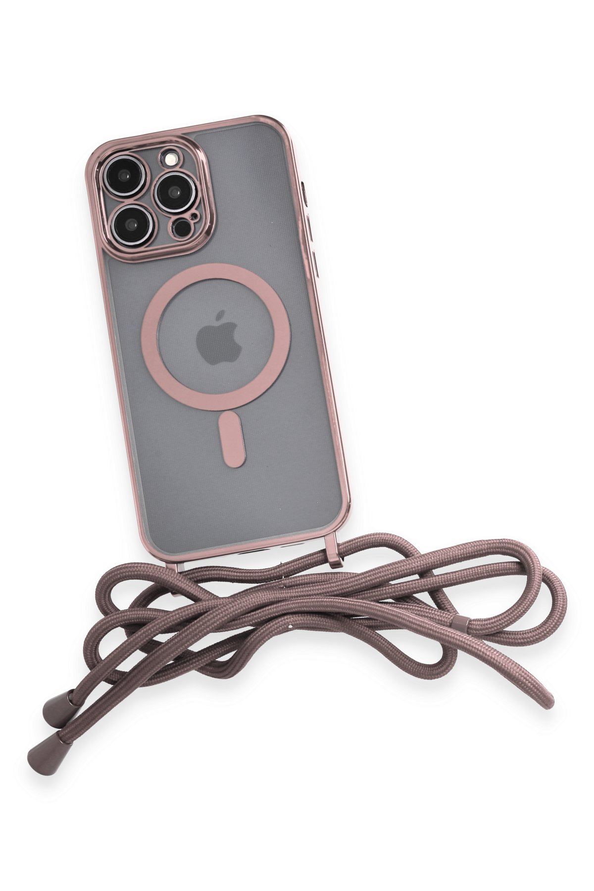Newface iPhone 13 Pro Kılıf Coco Deri Silikon Kapak - Pudra