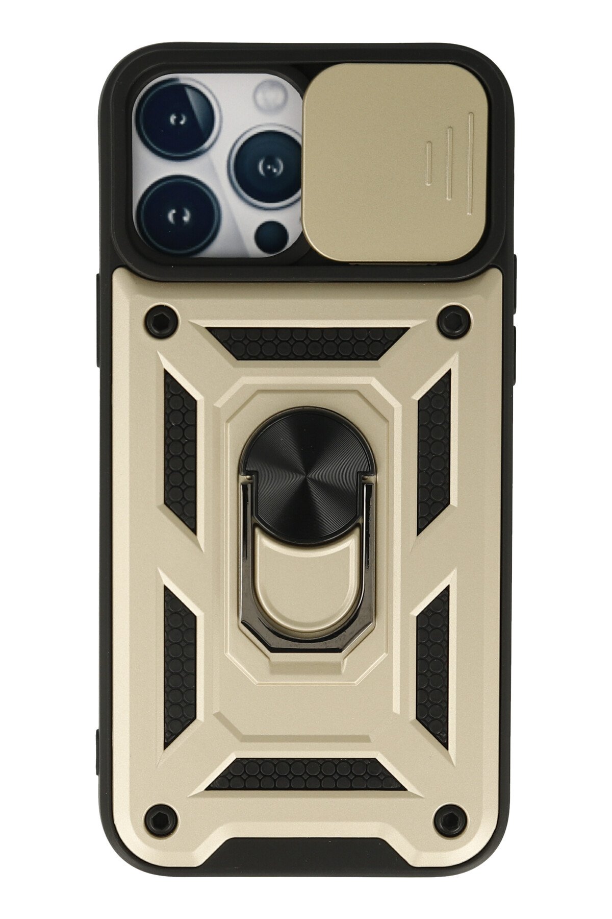 Newface iPhone 13 Pro Kılıf Elit Yüzüklü Kapak - Siyah