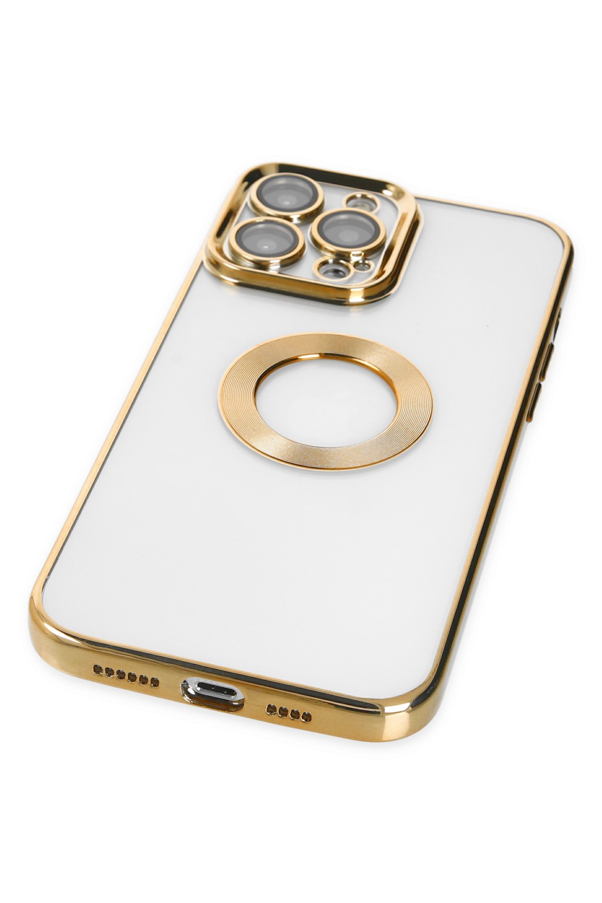 Newface iPhone 13 Pro Max Kılıf Divo Lazer Askılı Magsafe Kapak - Gold