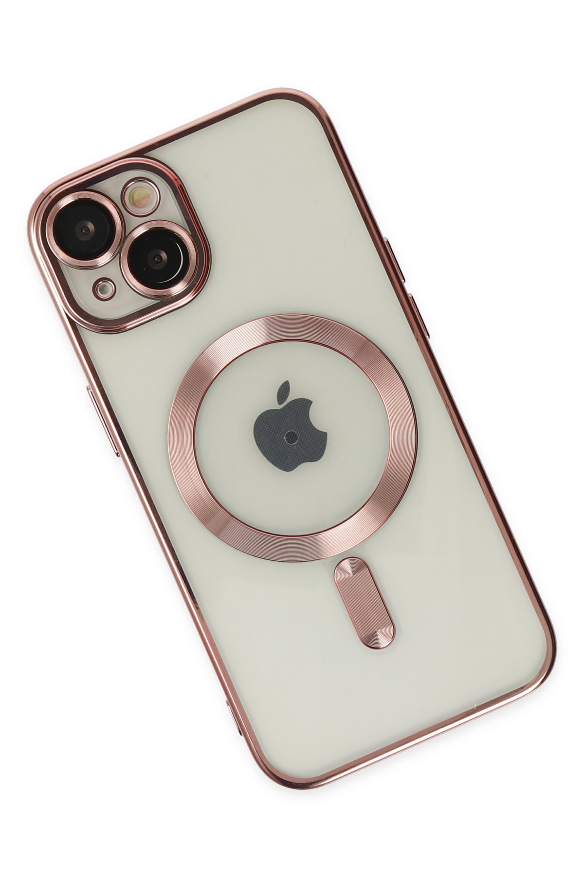 Newface iPhone 14 Kılıf Sofya Yüzüklü Silikon Kapak - Gümüş