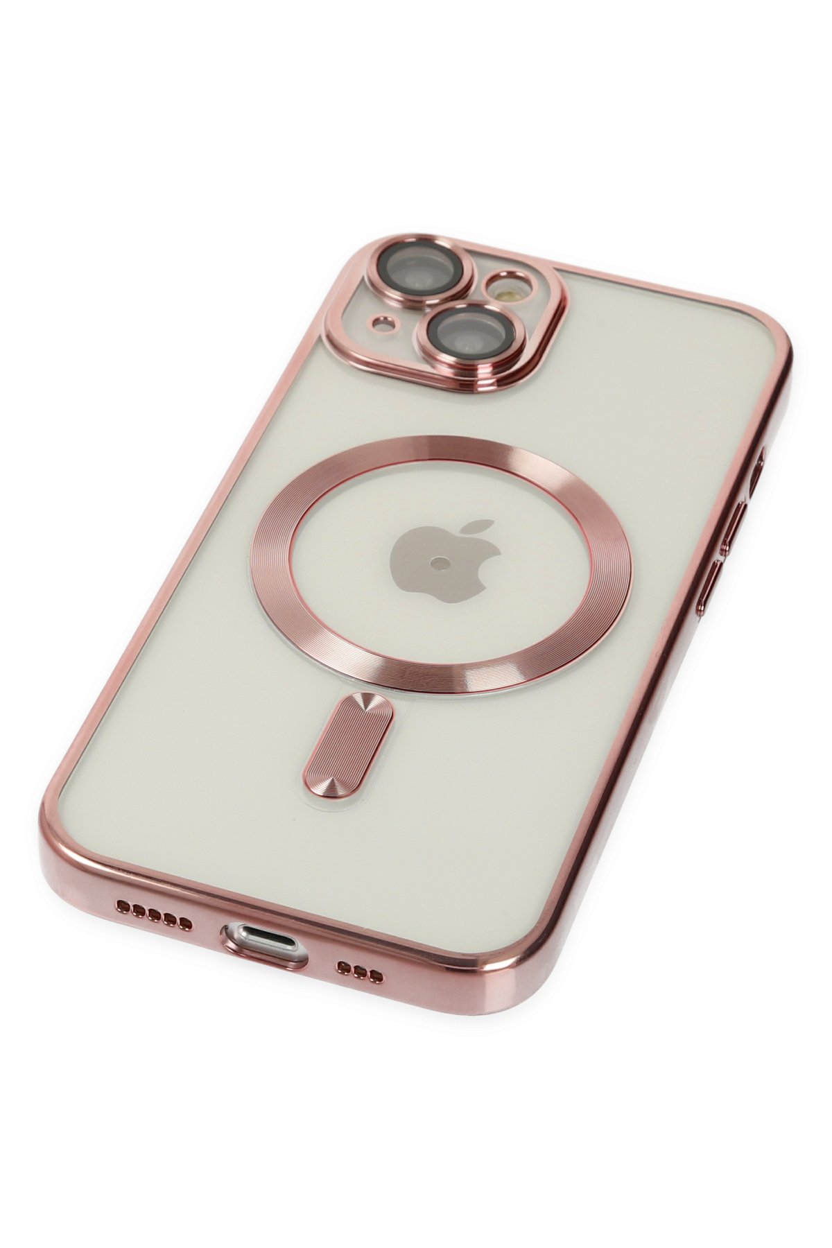 Newface iPhone 14 Kılıf Sofya Yüzüklü Silikon Kapak - Gümüş