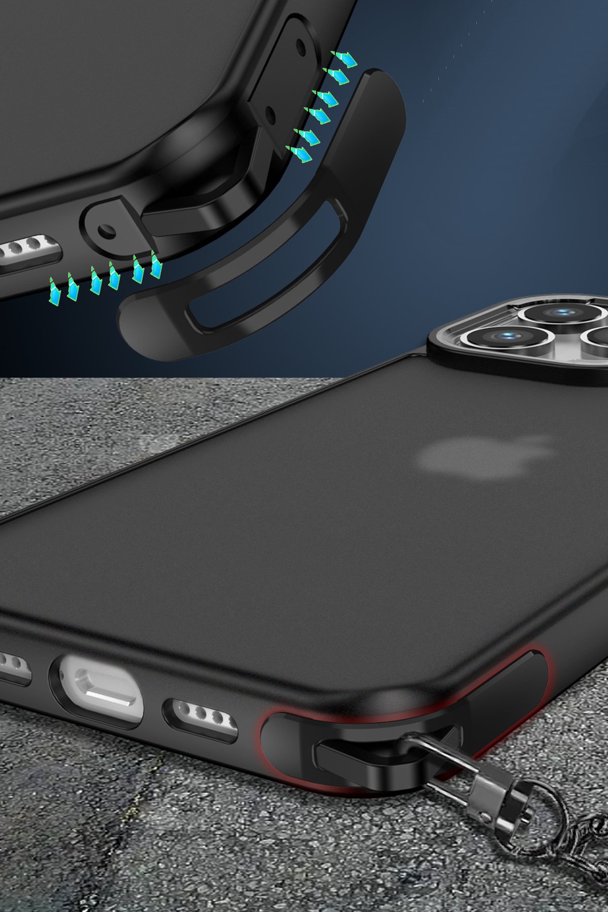 Newface iPhone 14 Pro Kılıf Pars Lens Yüzüklü Silikon - Kırmızı