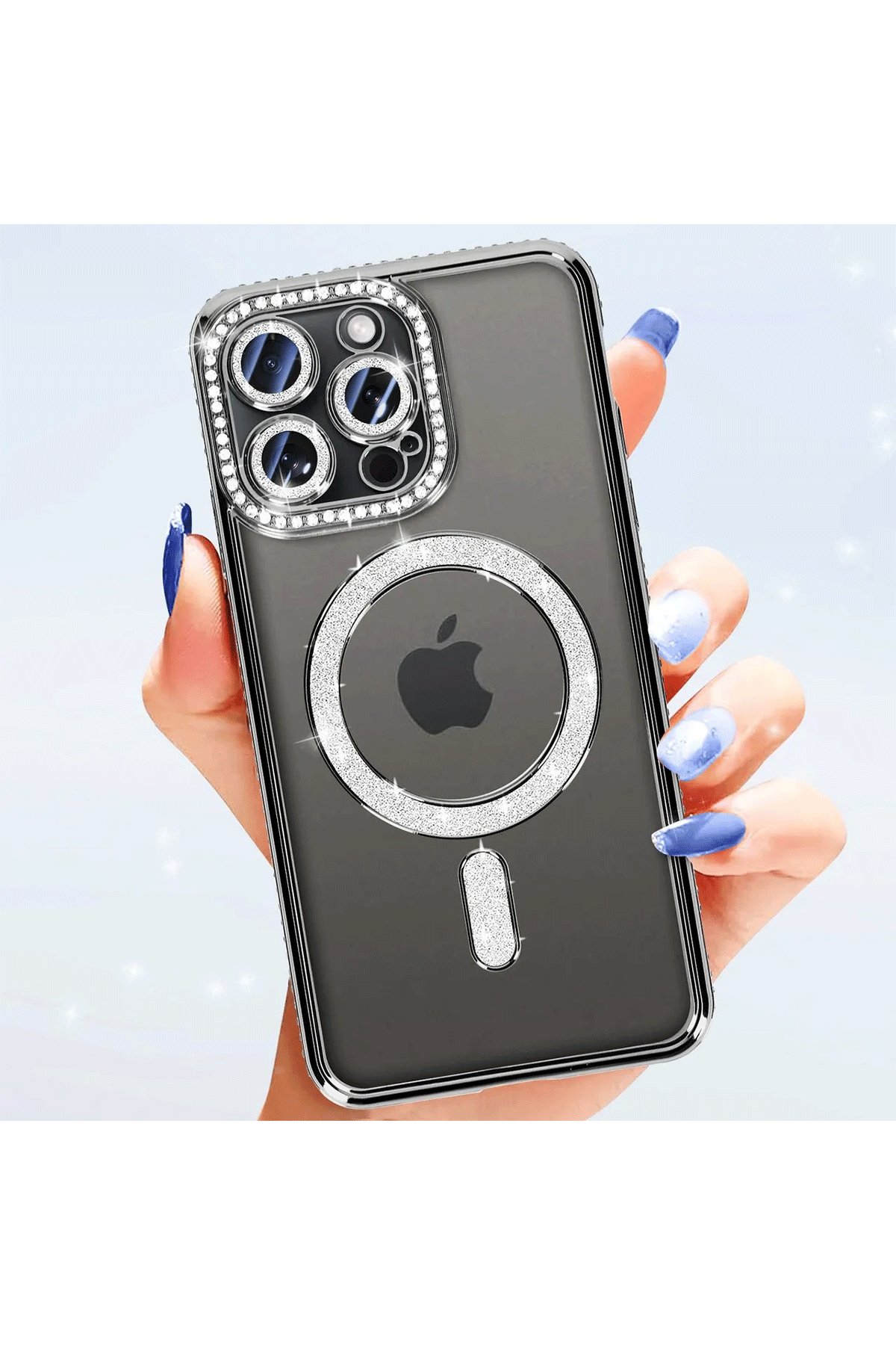 Newface iPhone 14 Pro Max Kılıf Diamond Magsafe Kapak - Lacivert