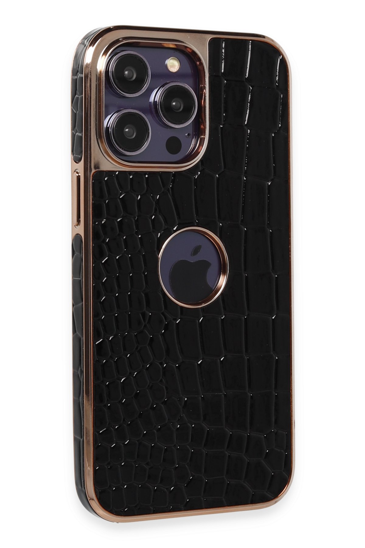 Newface iPhone 14 Pro Max Kılıf Pars Lens Yüzüklü Silikon - Gold