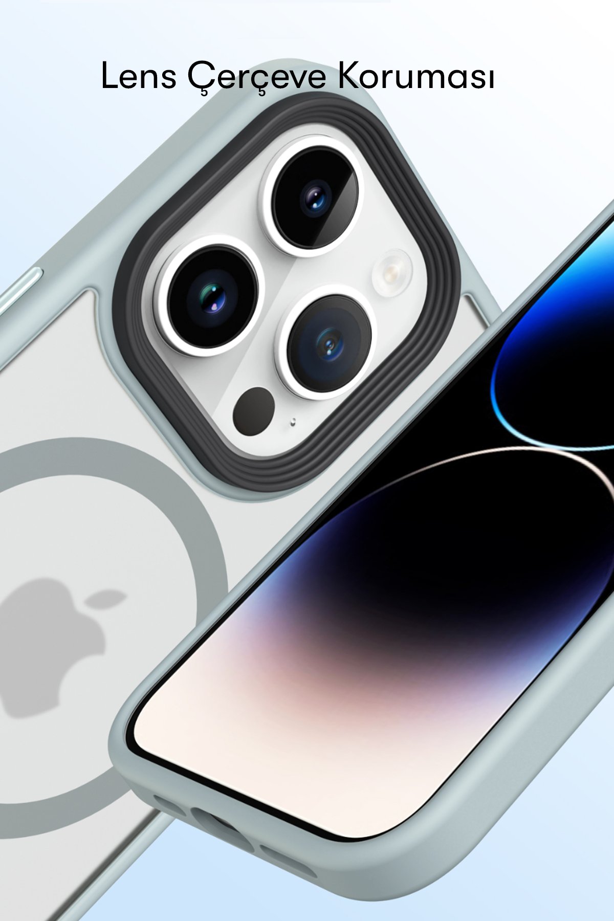 Newface iPhone 15 Pro Kılıf Lodos Magneticsafe Mat Kapak - Mavi