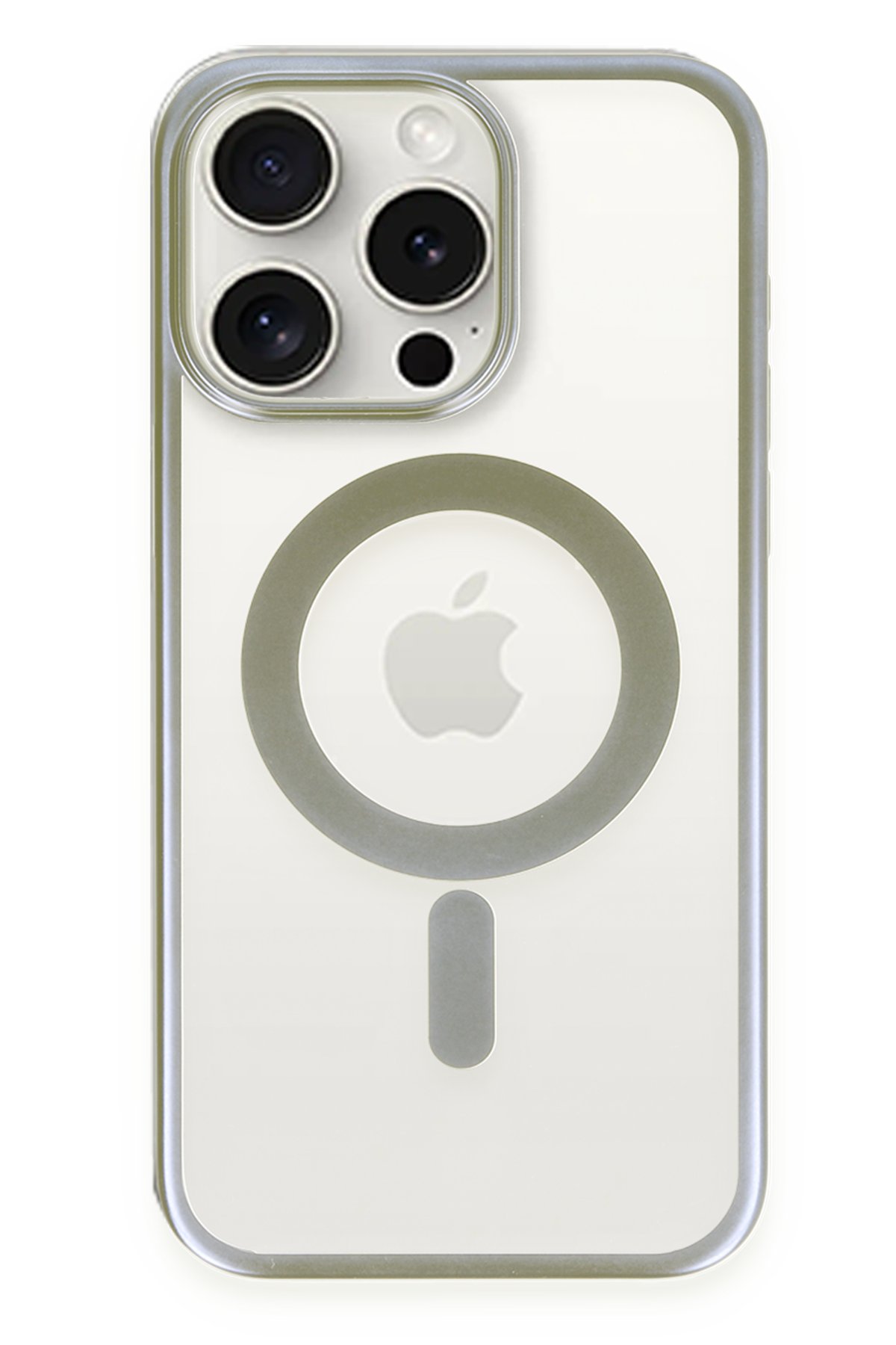 Newface iPhone 15 Pro Max Kılıf Teleskop Lens Magsafe Silikon Kapak - Koyu Yeşil