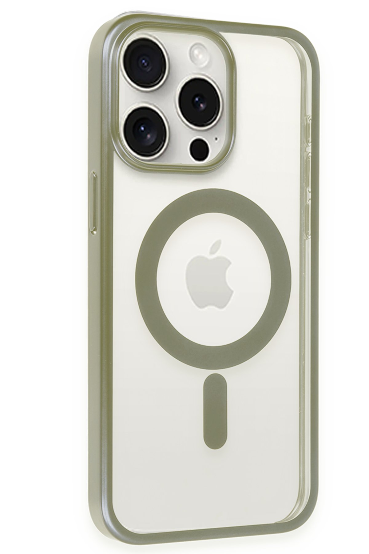 Newface iPhone 15 Pro Max Kılıf Teleskop Lens Magsafe Silikon Kapak - Koyu Yeşil