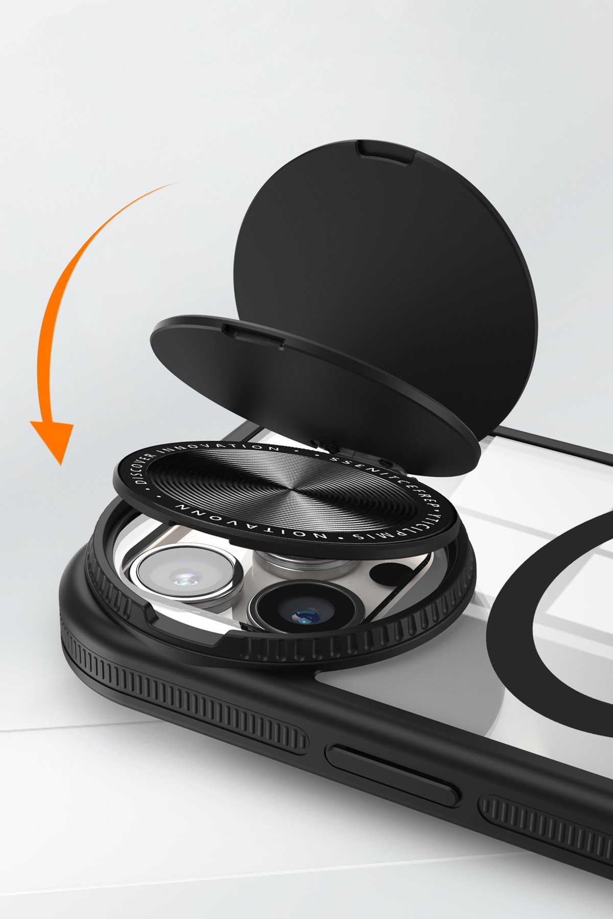 Newface iPhone 15 Pro Max Kılıf Pars Lens Yüzüklü Silikon - Gümüş