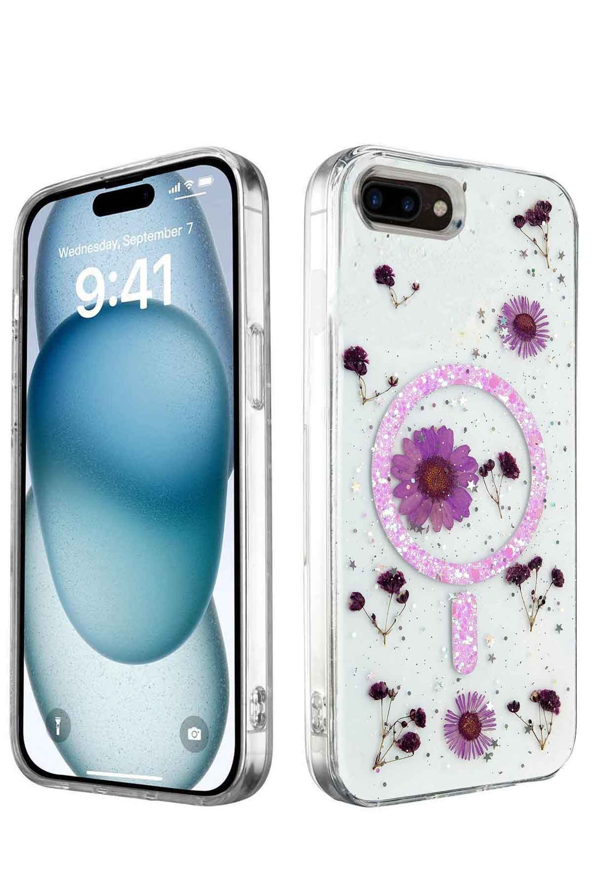 Newface iPhone 8 Kılıf Sweet Desenli Silikon Kapak - Şeffaf