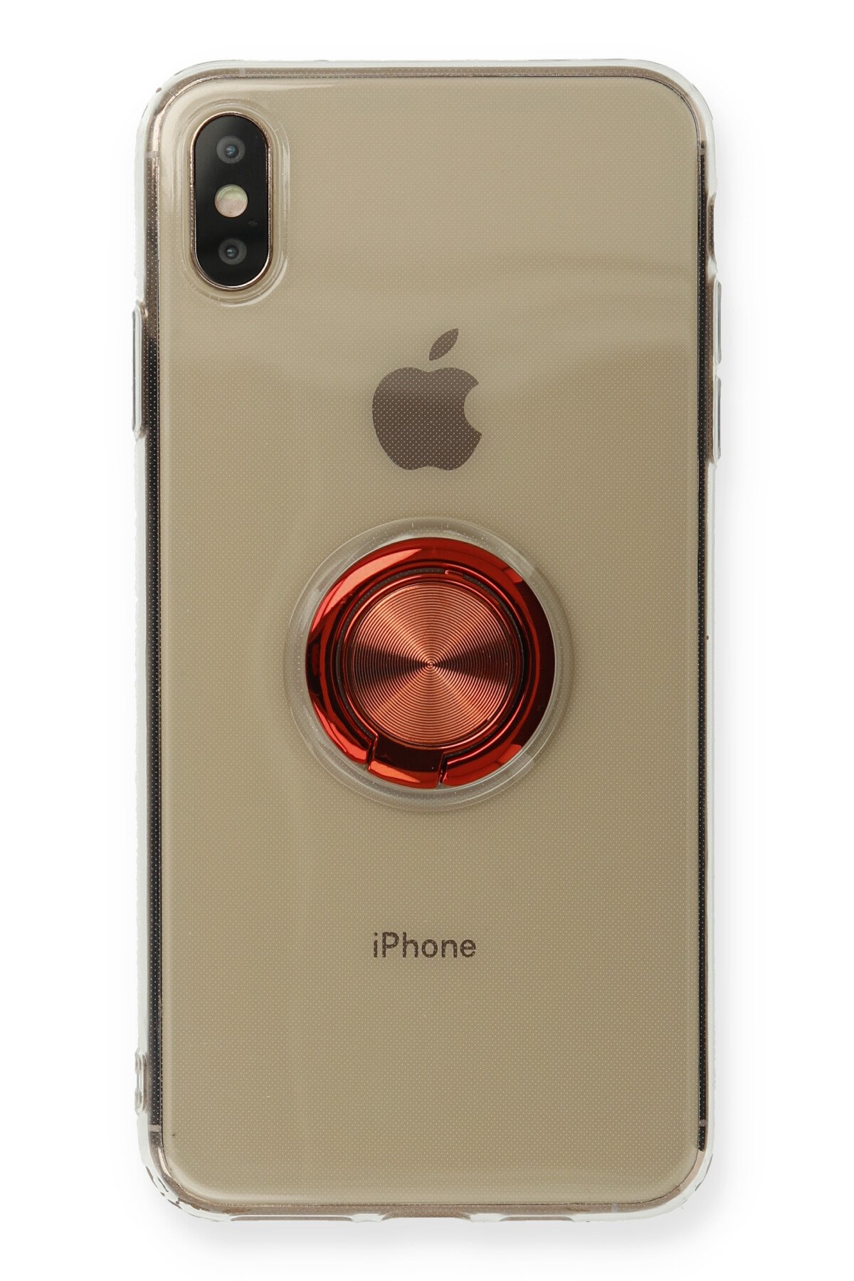 Newface iPhone XS Kılıf Sofya Yüzüklü Silikon Kapak - Siyah