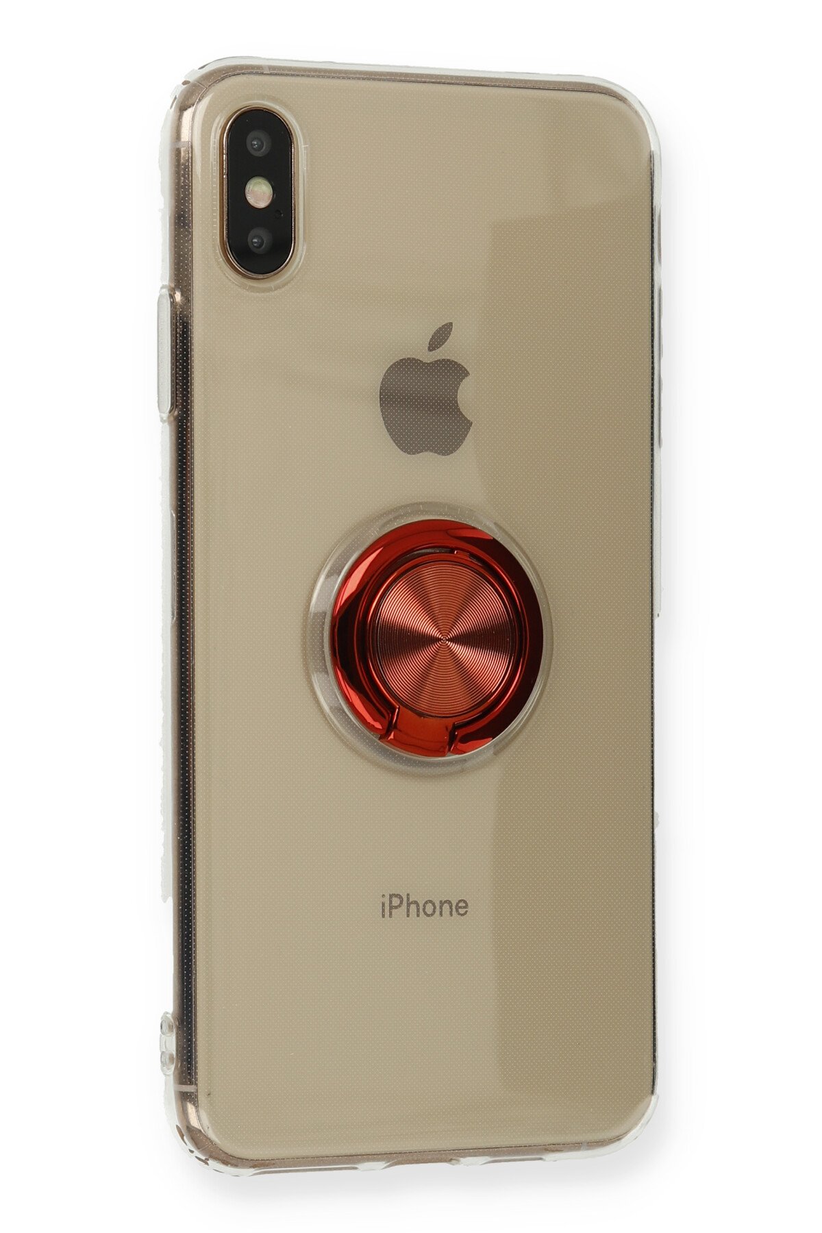 Newface iPhone XS Kılıf Sofya Yüzüklü Silikon Kapak - Siyah