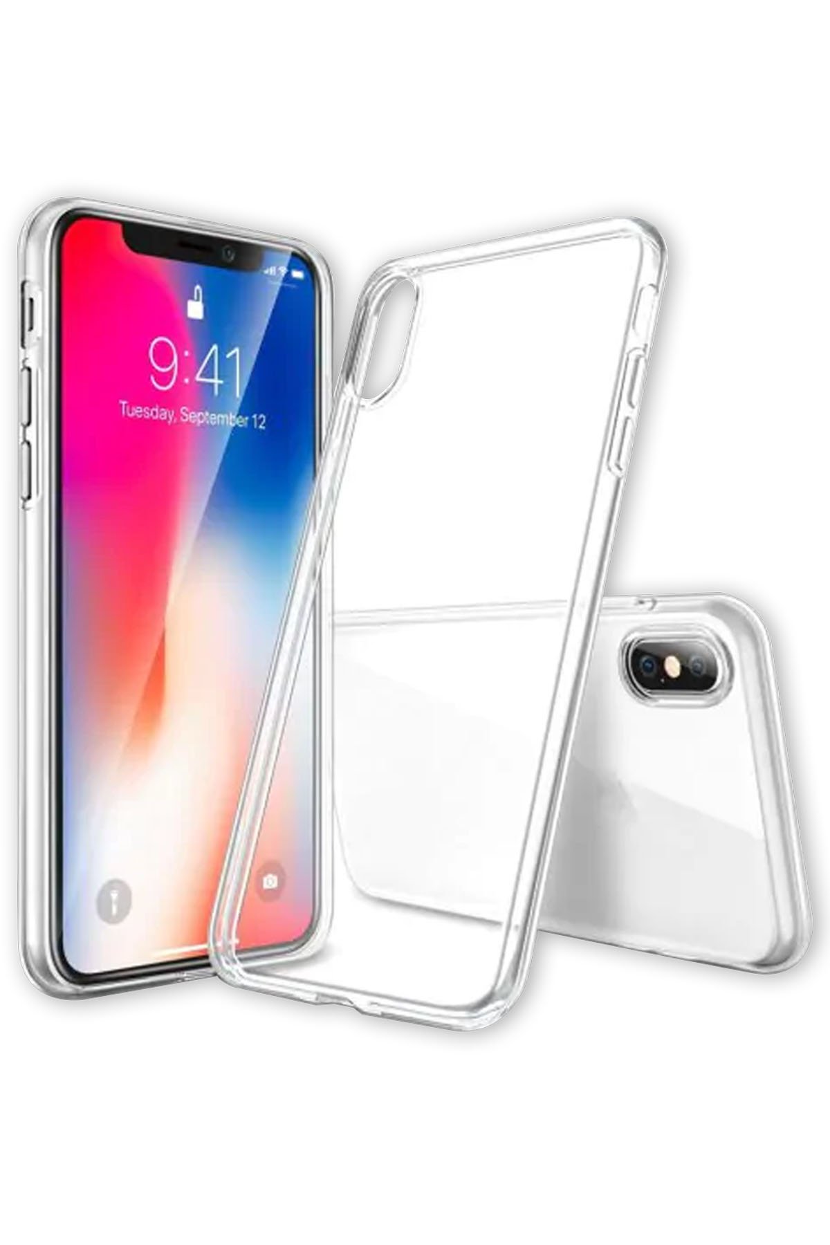 Newface iPhone XS Max Kılıf Miami Şeffaf Silikon - Siyah