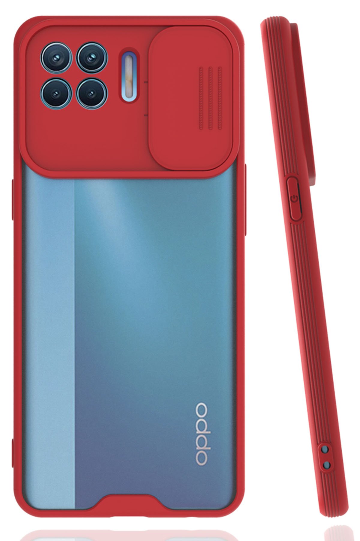 Newface Oppo Reno 4 Lite Kılıf Montreal Silikon Kapak - Kırmızı