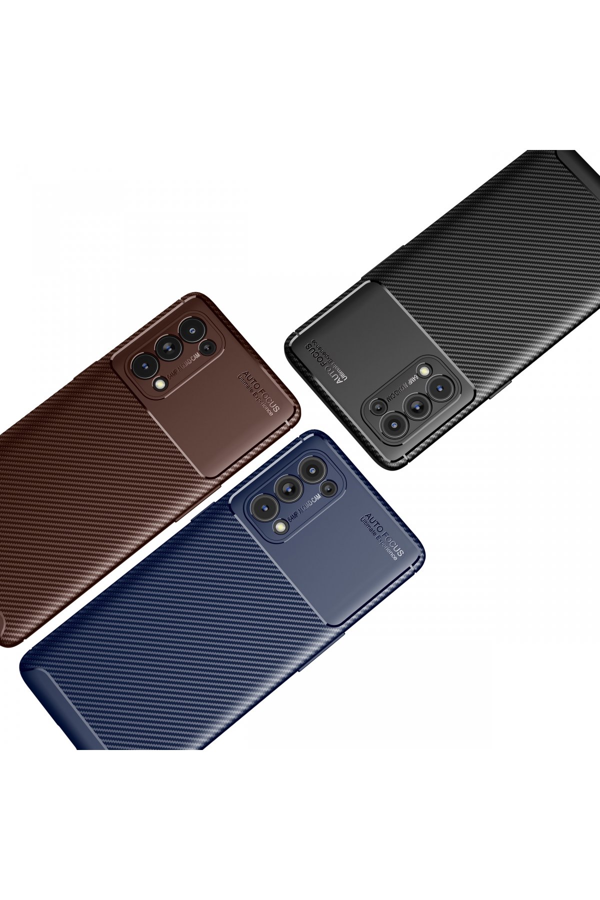 Newface Oppo Reno 5 Pro Kılıf Auto Focus Karbon Kapak - Kahverengi