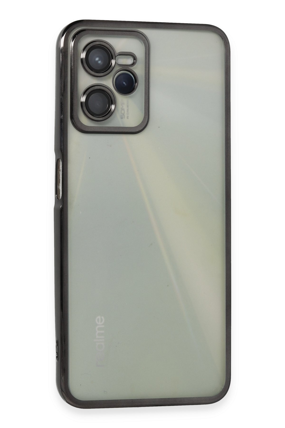 Newface Realme C35 Kılıf Pars Lens Yüzüklü Silikon - Gold