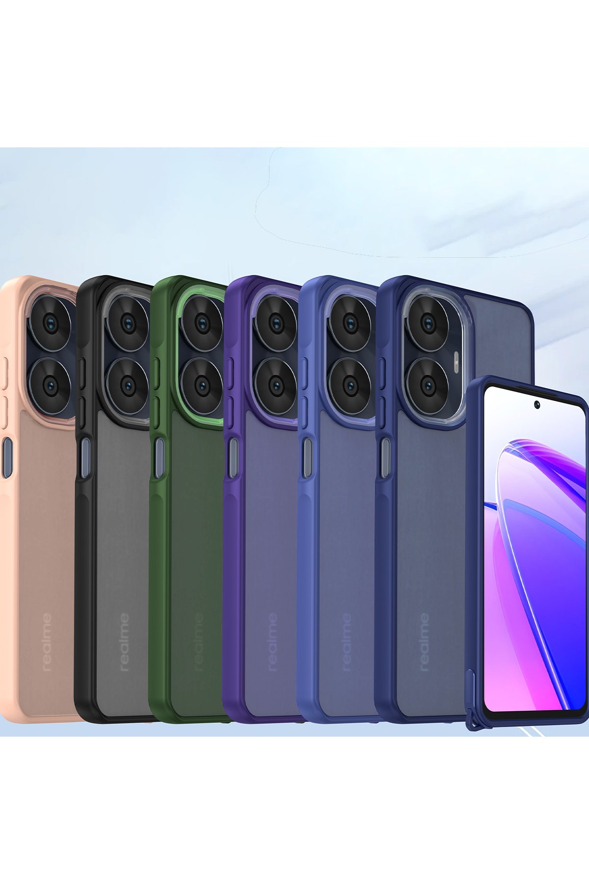 Newface Realme C55 Kılıf Pars Lens Yüzüklü Silikon - Gümüş