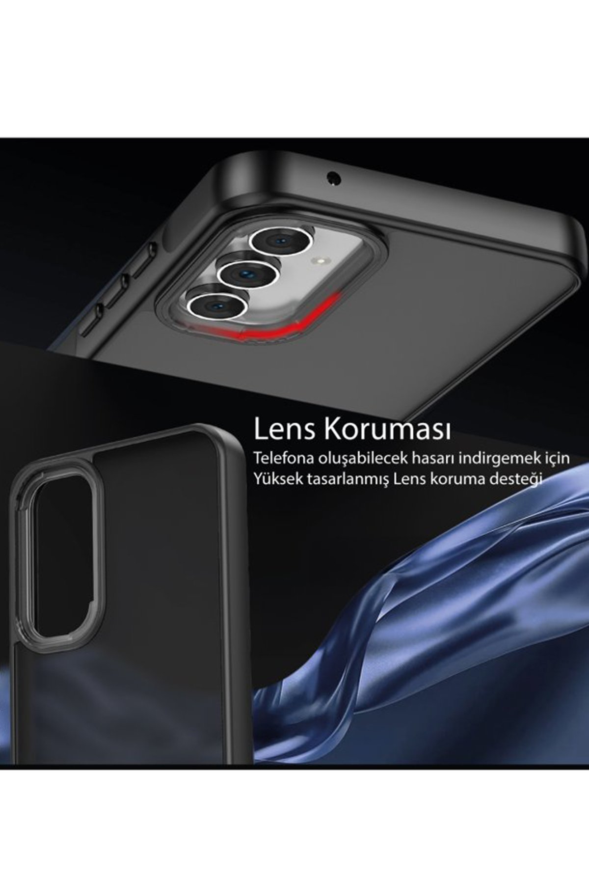 Newface Samsung Galaxy A05S Kılıf Joy Lens Standlı Kapak - Kırmızı