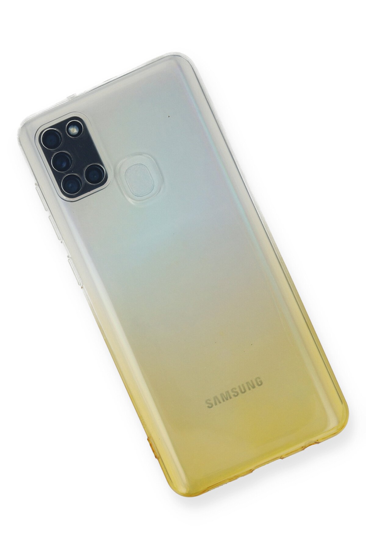 Newface Samsung Galaxy A21S Kılıf Platin Simli Silikon - Mavi