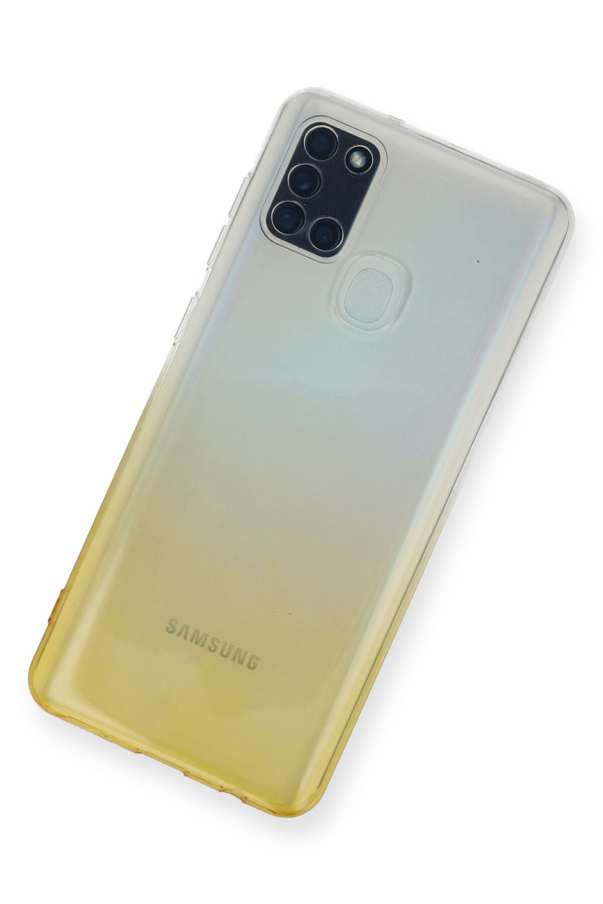 Newface Samsung Galaxy A21S Kılıf Platin Simli Silikon - Mavi