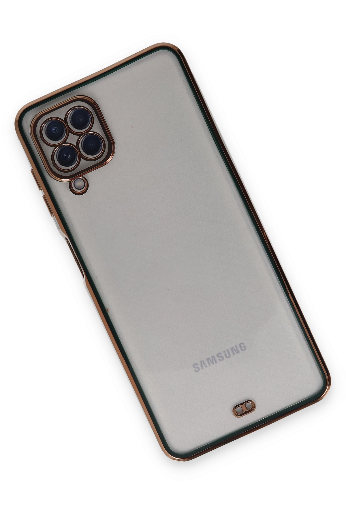 Newface Samsung Galaxy M22 Kılıf Pars Lens Yüzüklü Silikon - Yeşil