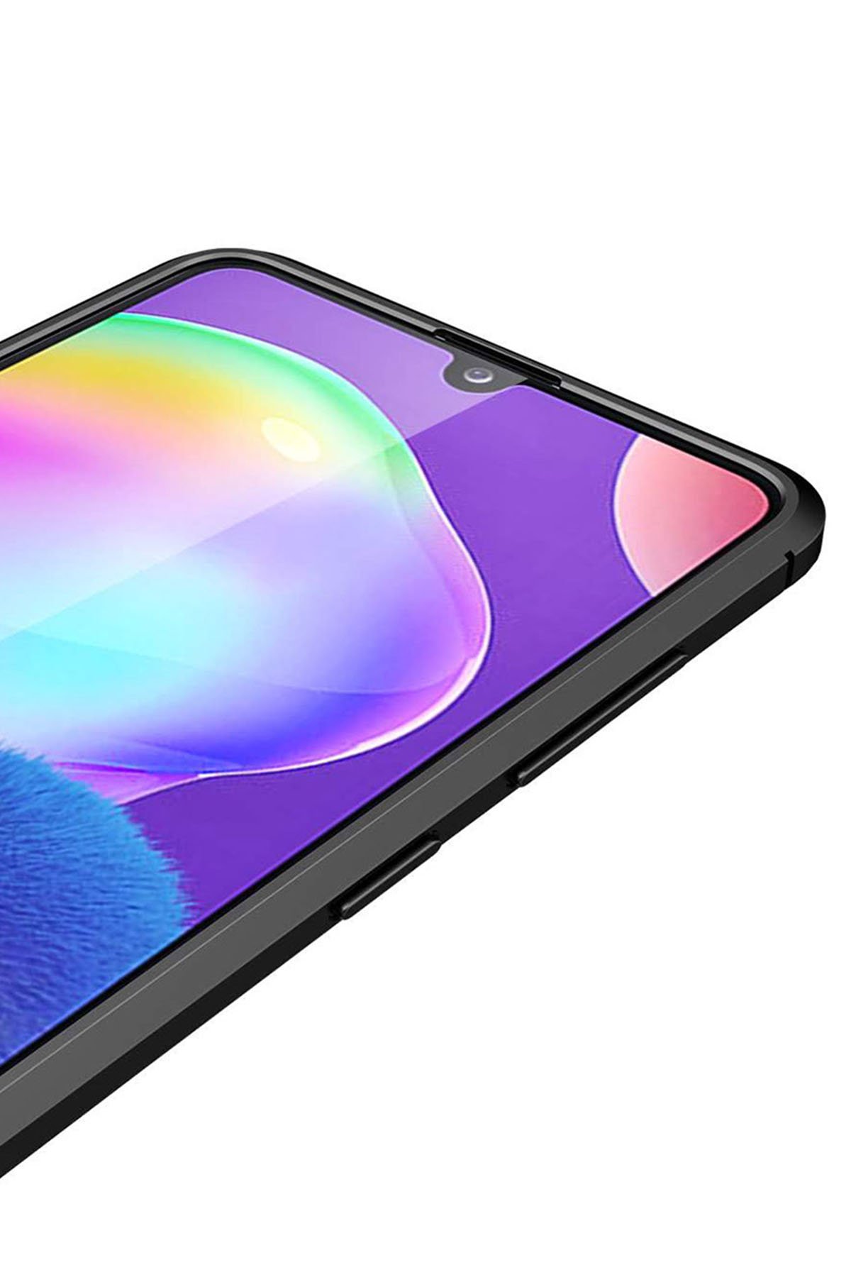 Newface Samsung Galaxy A31 Kılıf Lüx Çift Renkli Silikon - Siyah