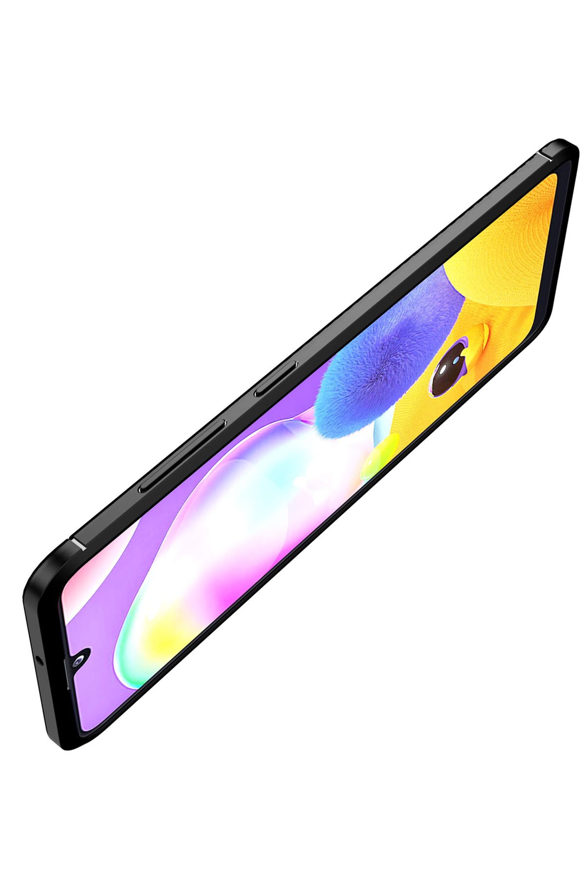 Newface Samsung Galaxy A31 Kılıf Platin Simli Silikon - Kırmızı
