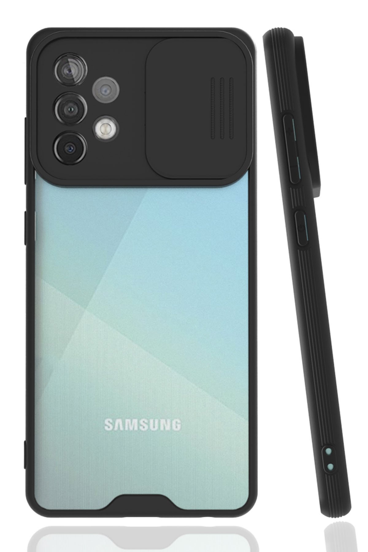 Newface Samsung Galaxy A52S Kılıf Palm Buzlu Kamera Sürgülü Silikon - Sarı